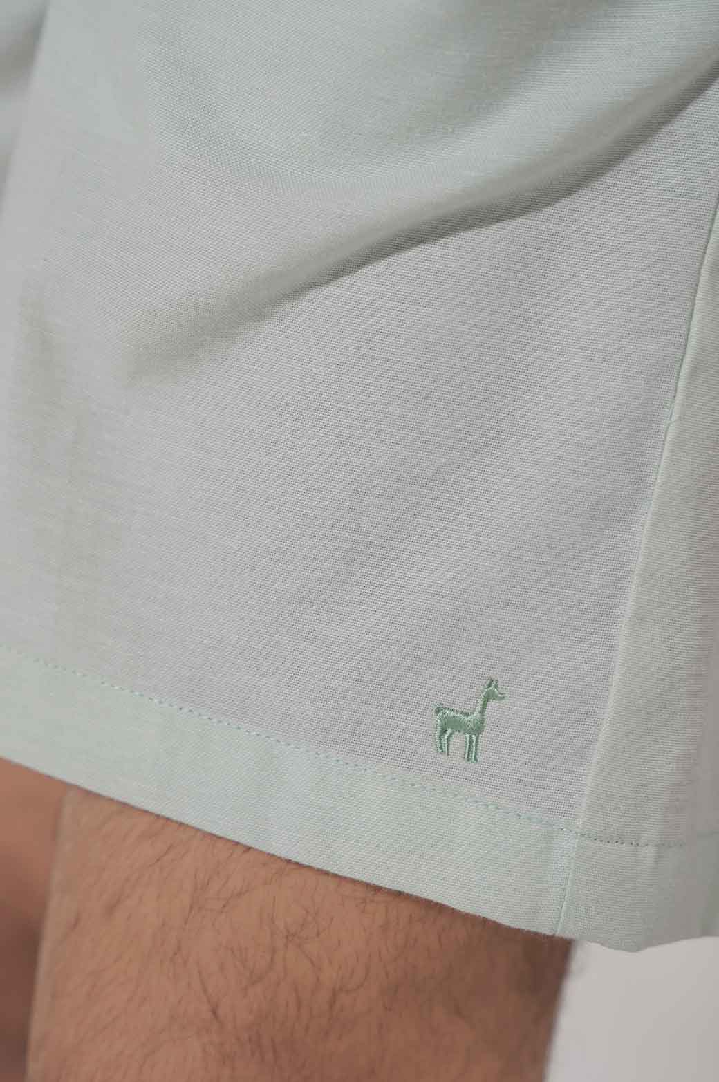 SEA GREEN CASUAL LINEN SHORTS