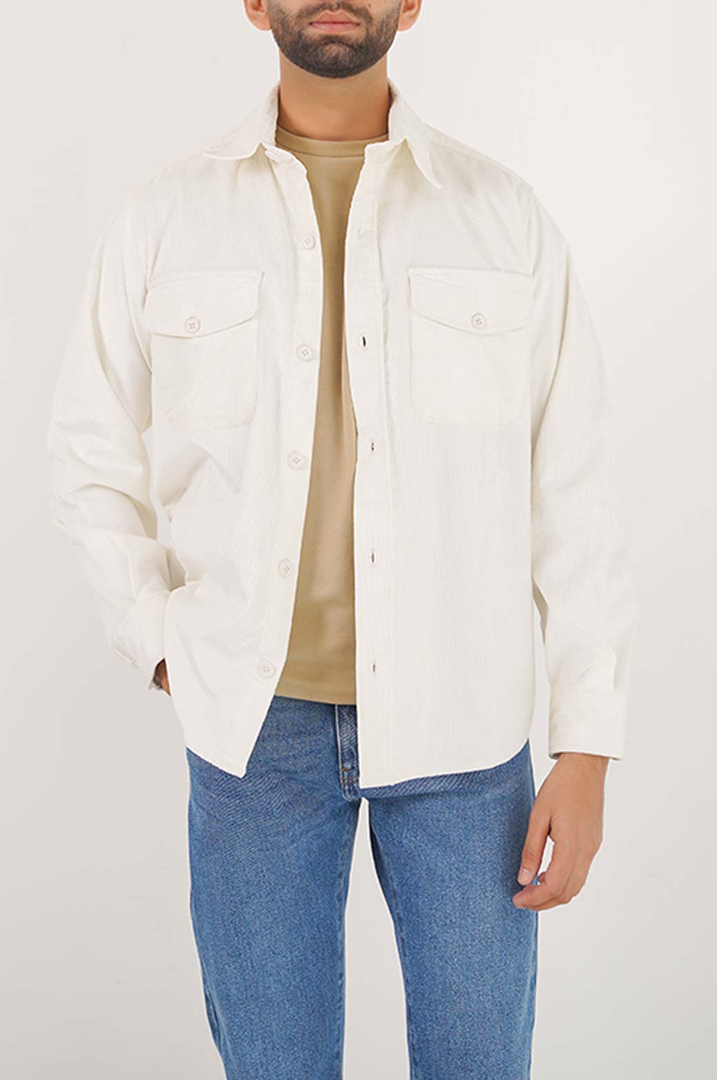 WHITE RIBBED SHACEKET