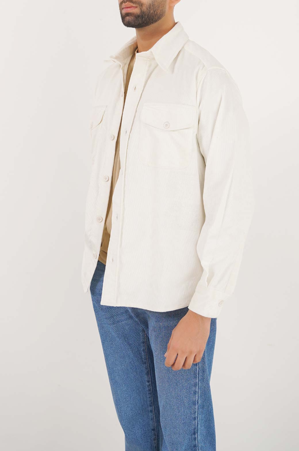 WHITE RIBBED SHACEKET