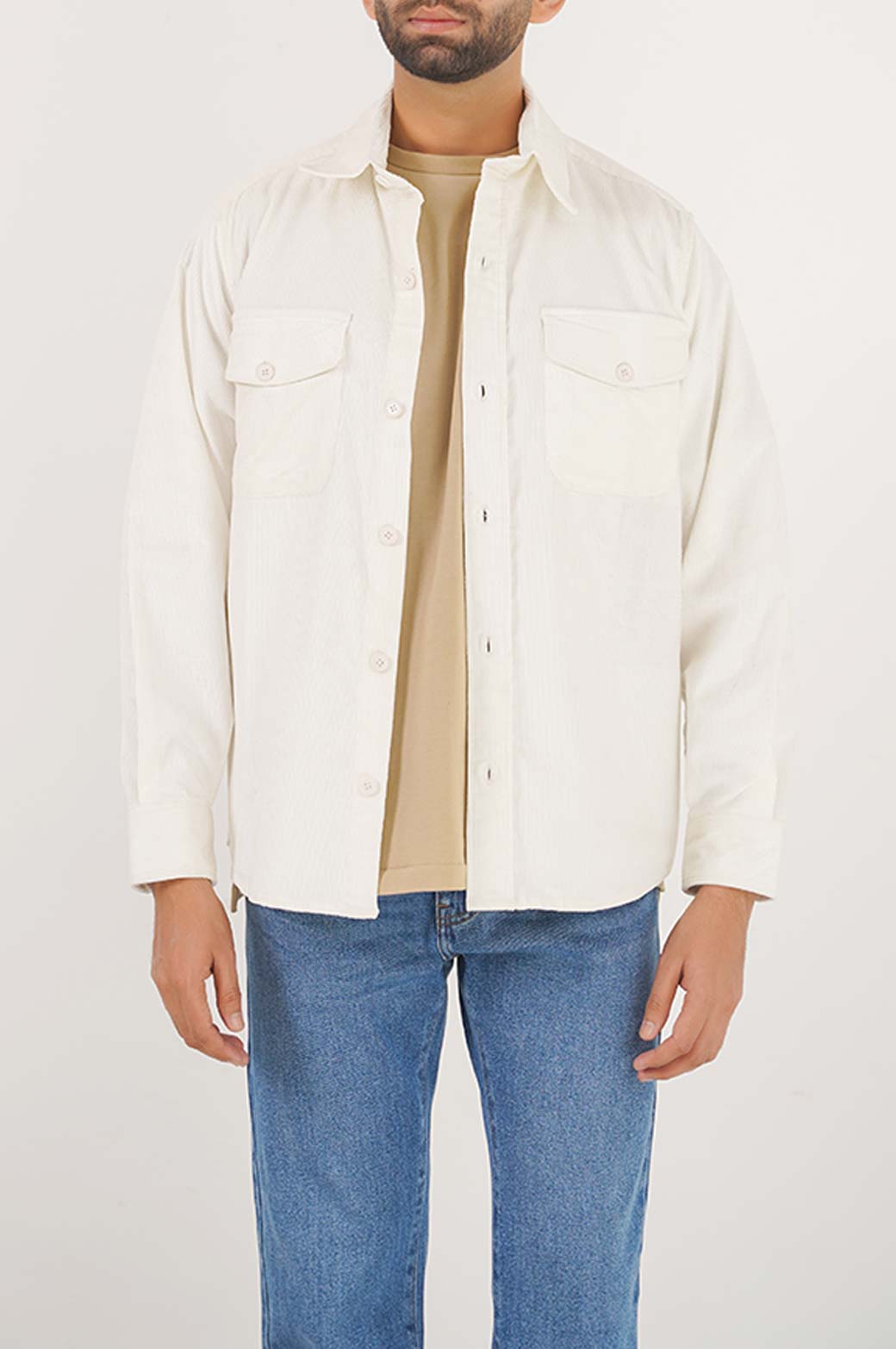 WHITE RIBBED SHACEKET