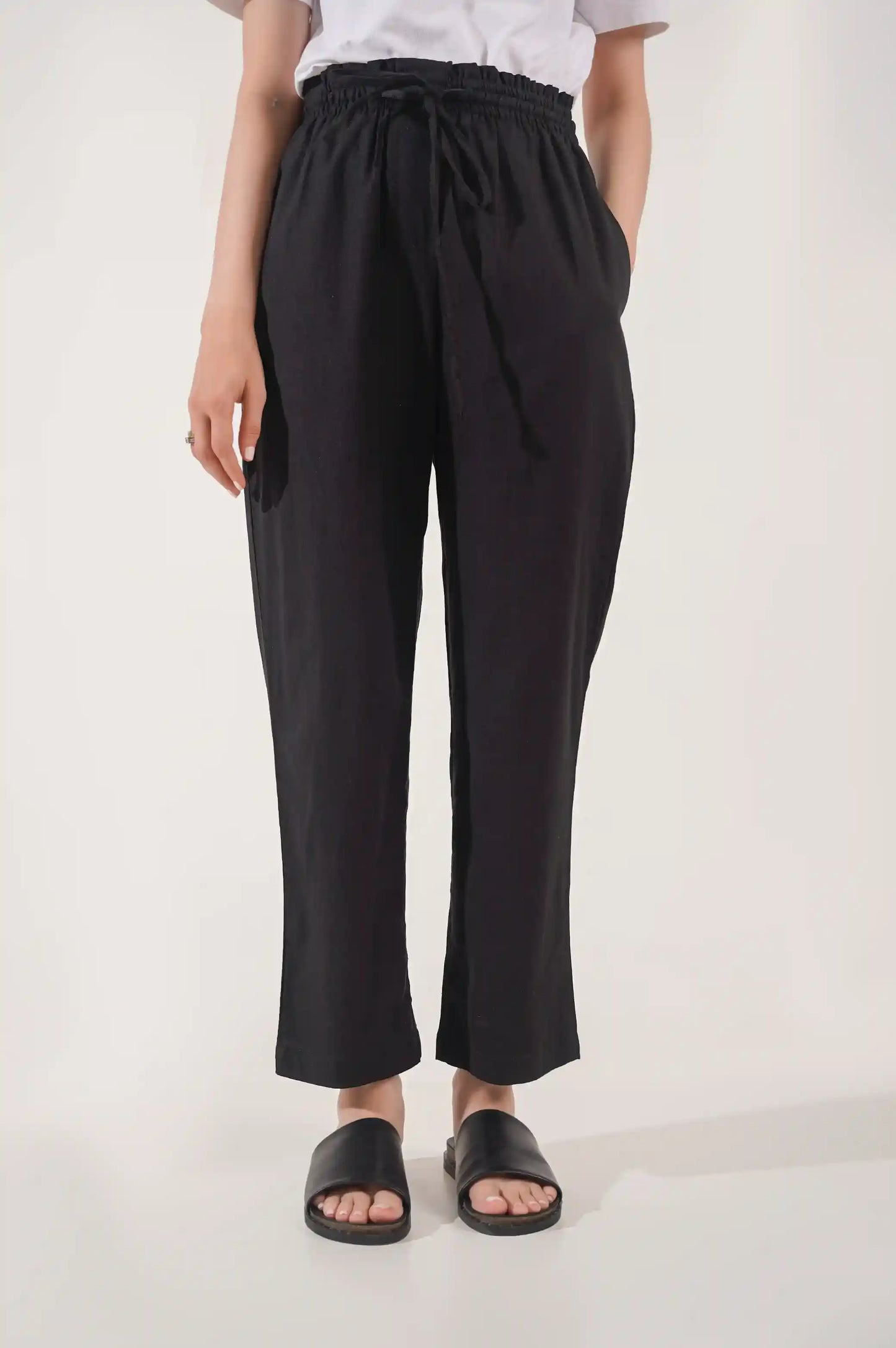 BLACK PAPERBAG PANTS