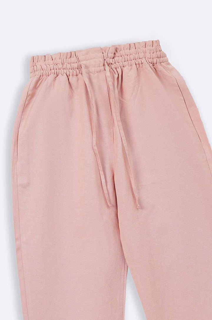 TEA PINK LINEN PAPERBAG PANTS