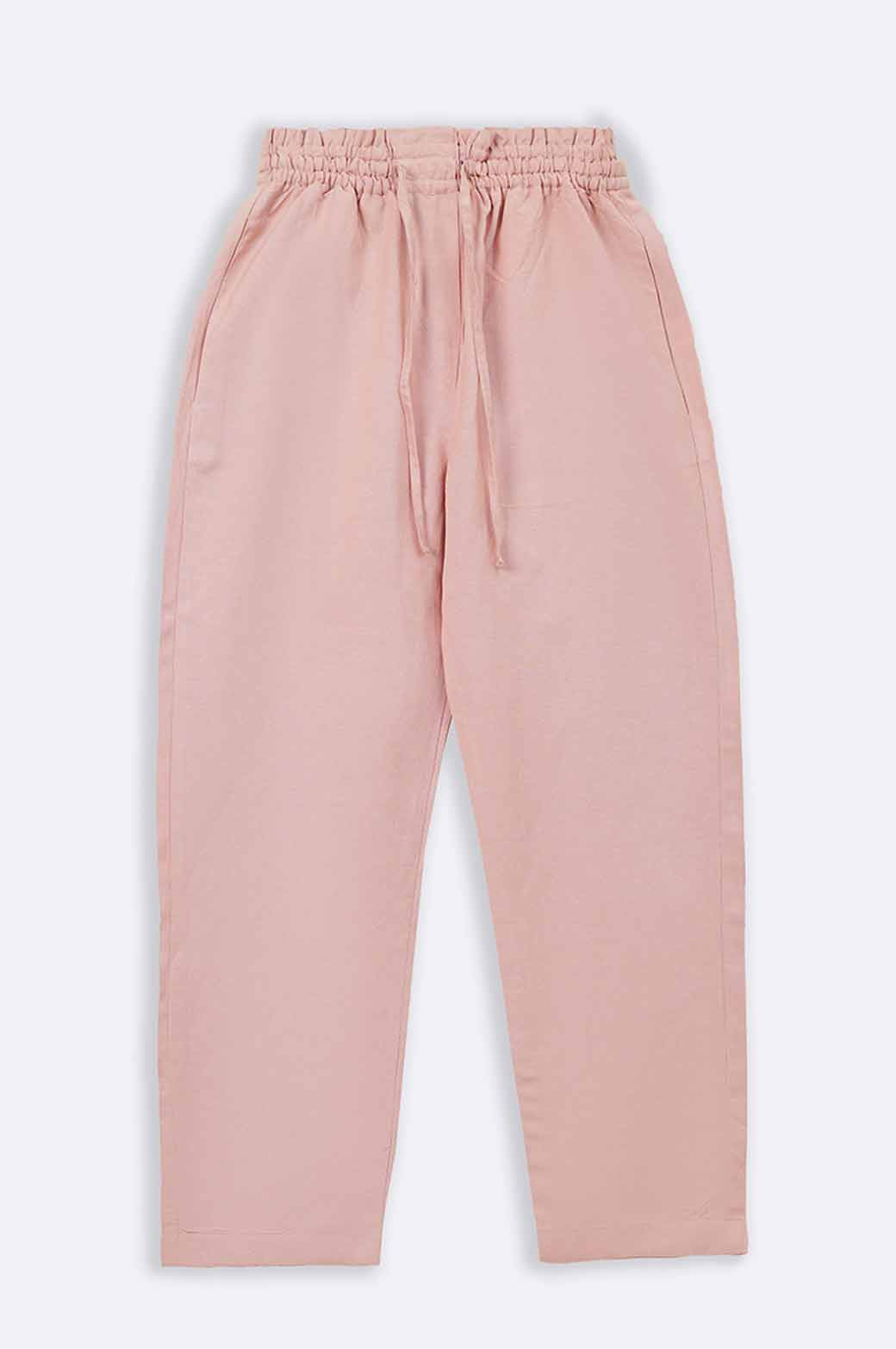 TEA PINK LINEN PAPERBAG PANTS