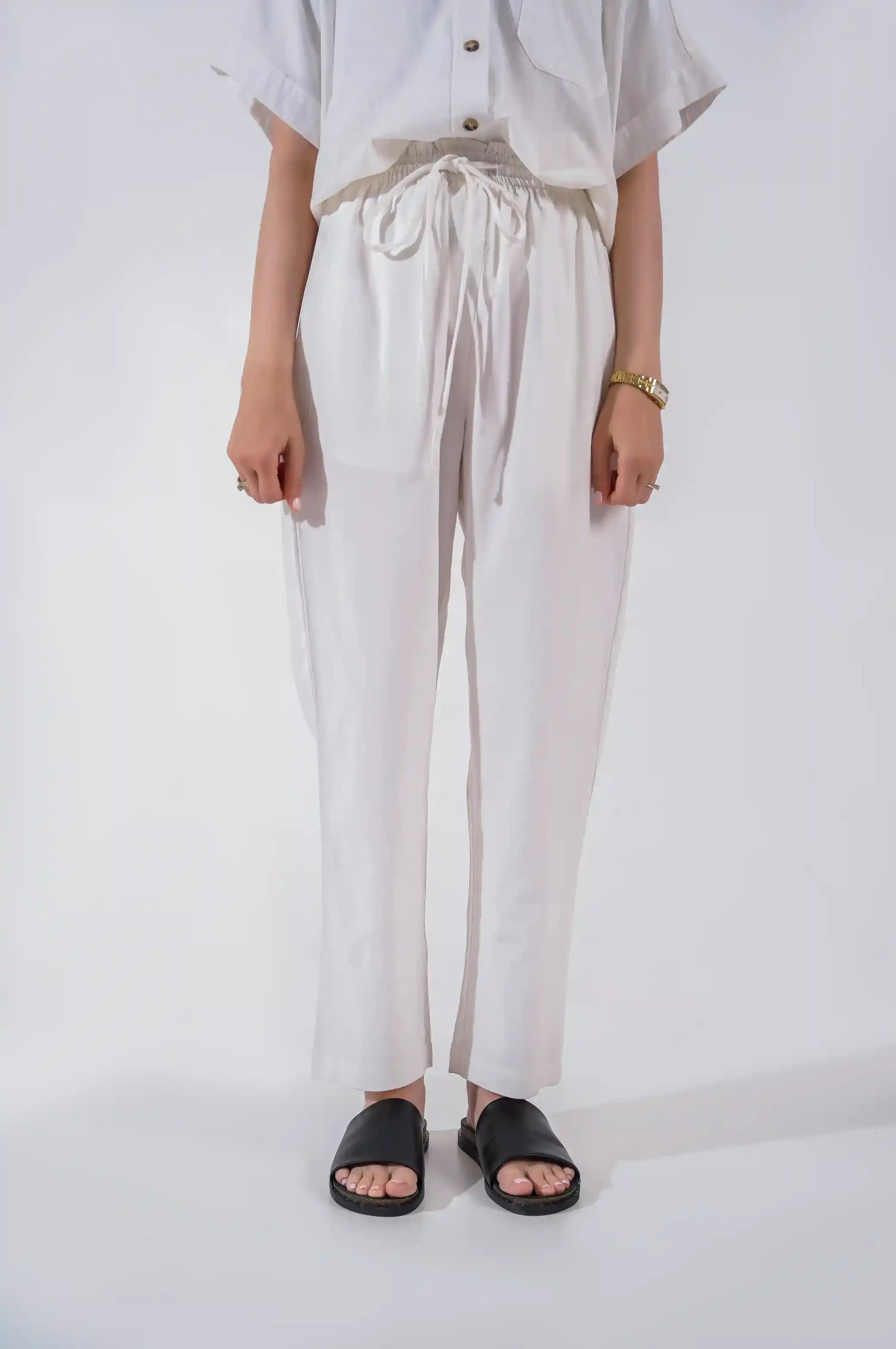 WHITE PAPERBAG PANTS