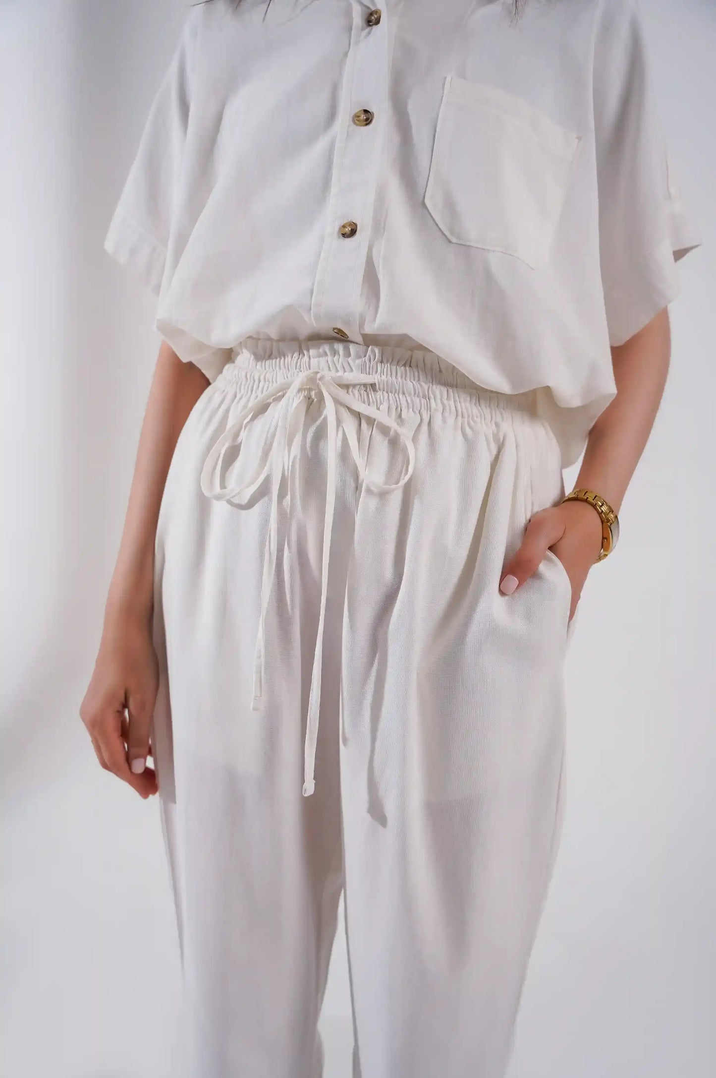 WHITE PAPERBAG PANTS