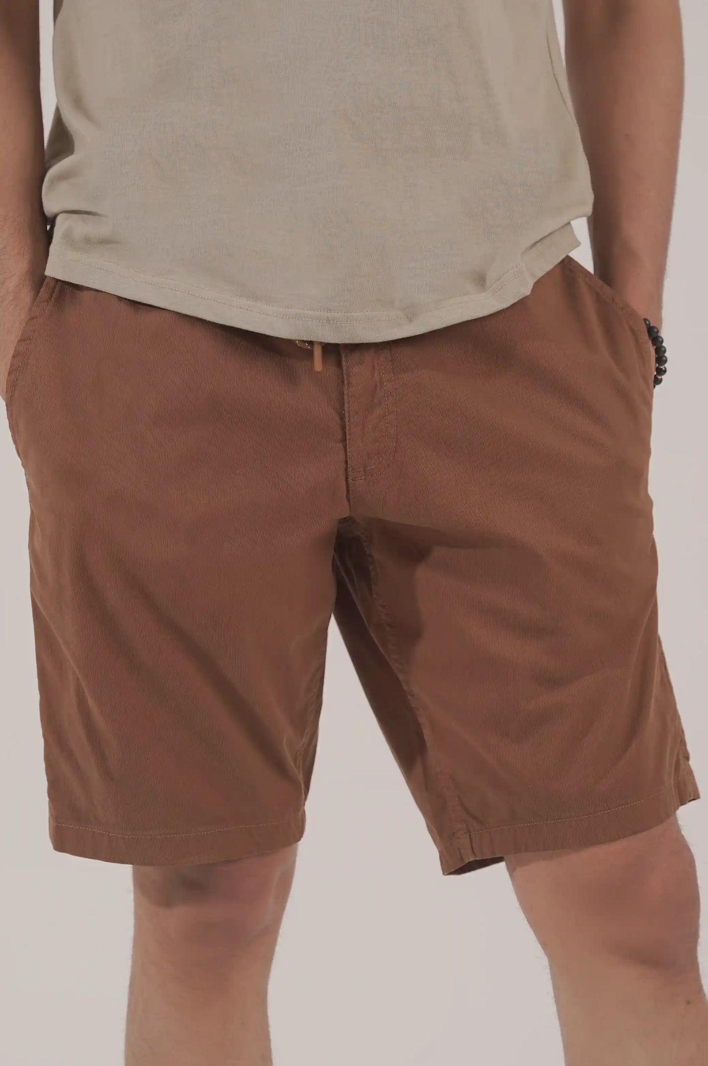 BROWN DRAWSTRING EASY SHORTS
