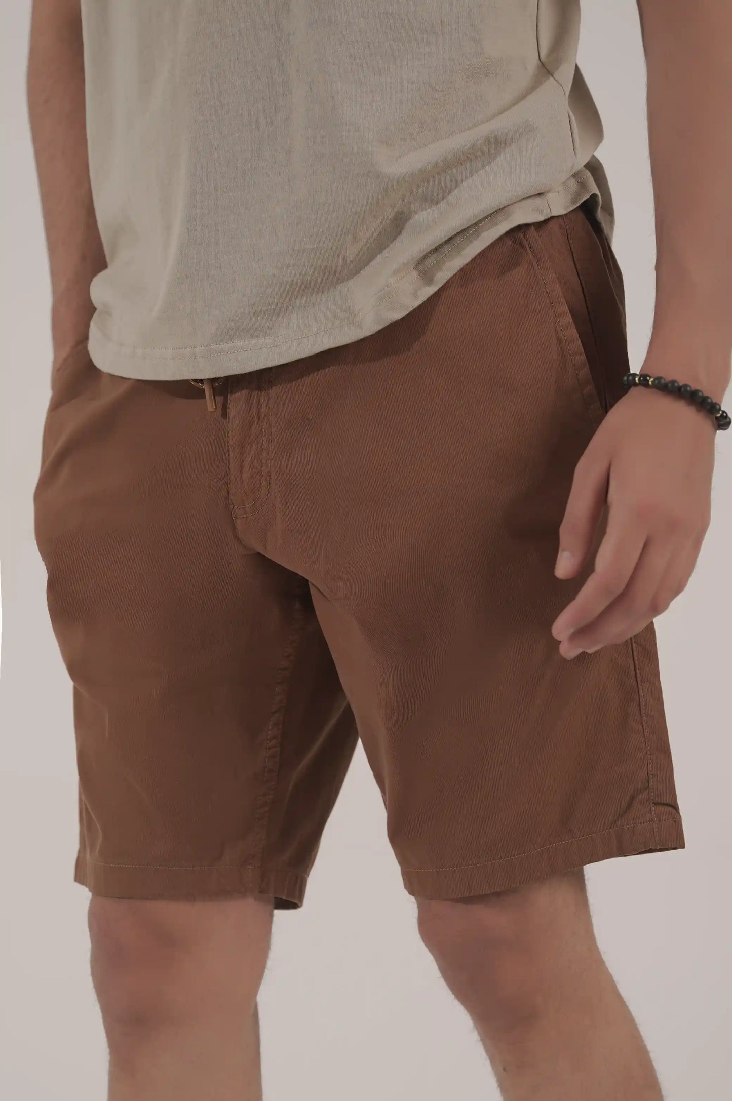 BROWN DRAWSTRING EASY SHORTS