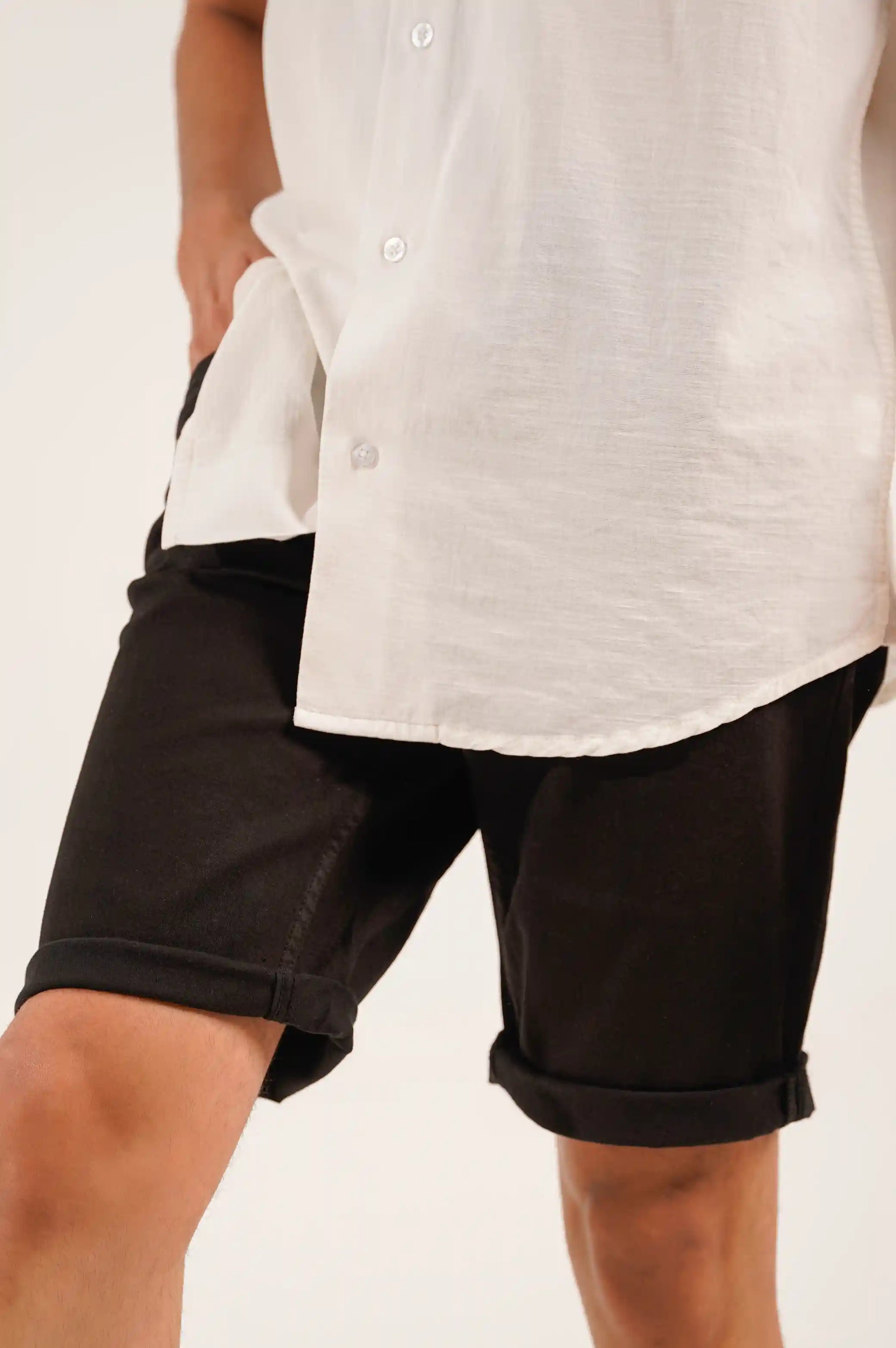 BLACK DENIM SHORTS