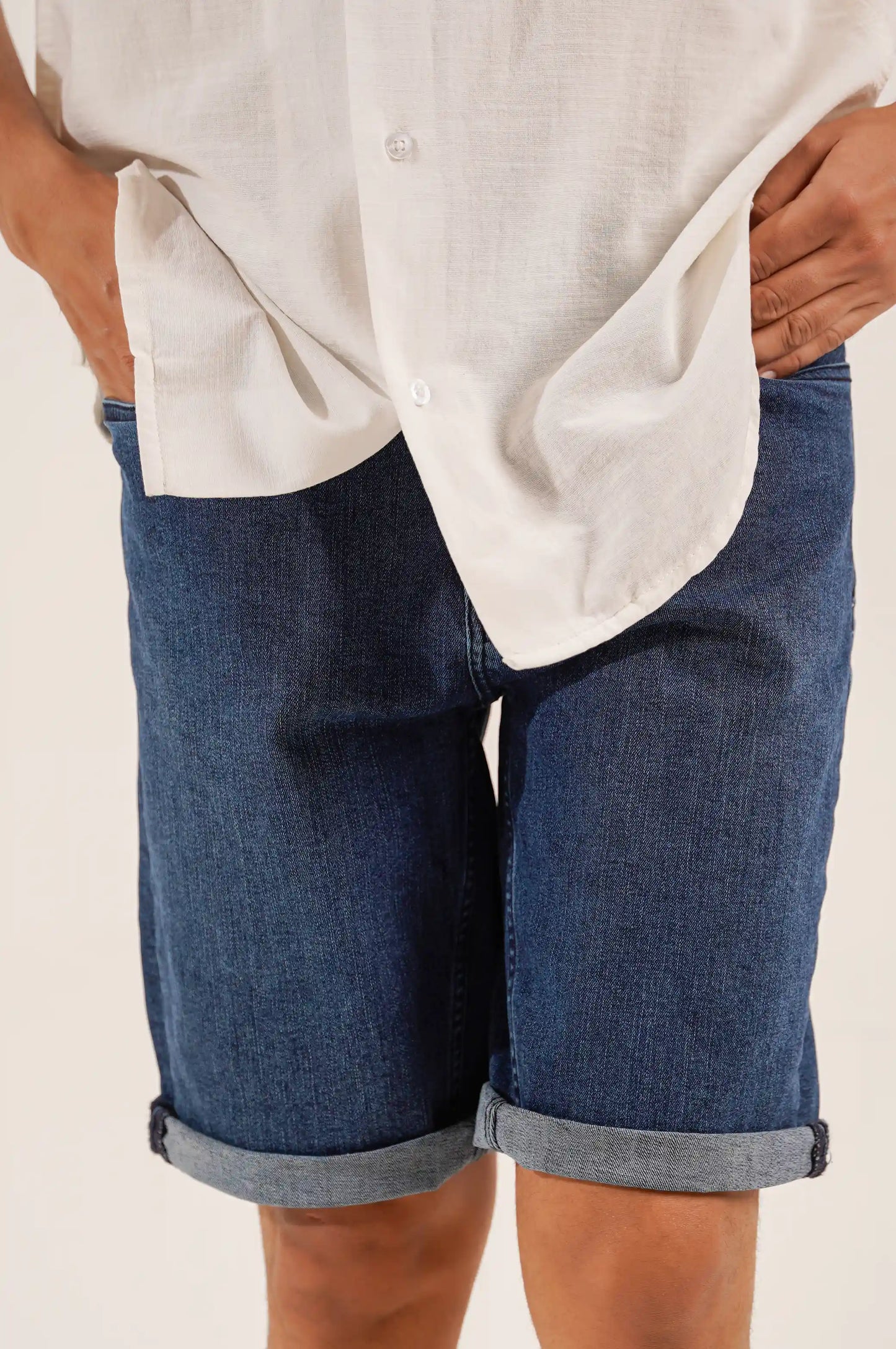 DARK BLUE DENIM SHORTS