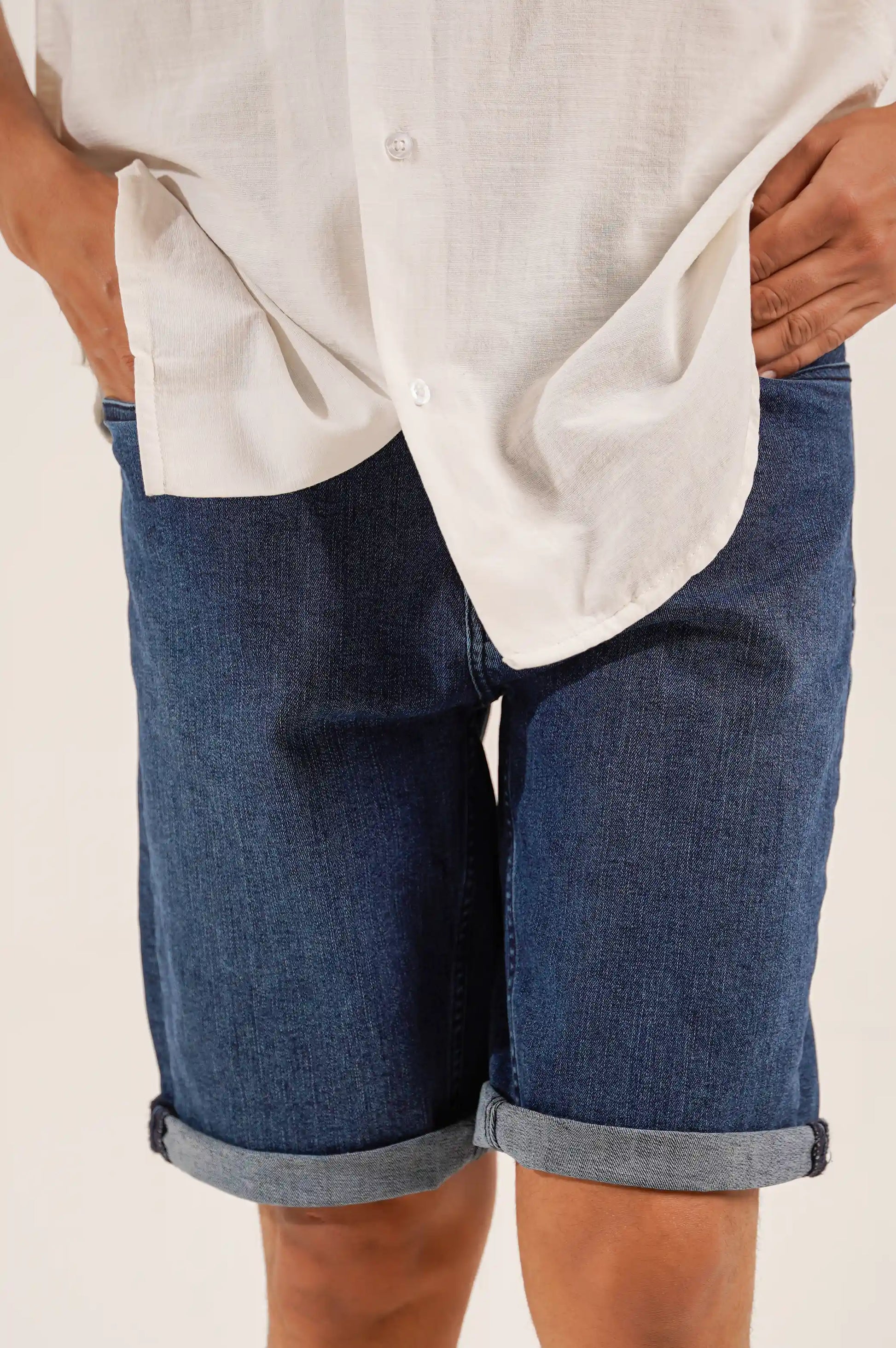 DARK BLUE DENIM SHORTS