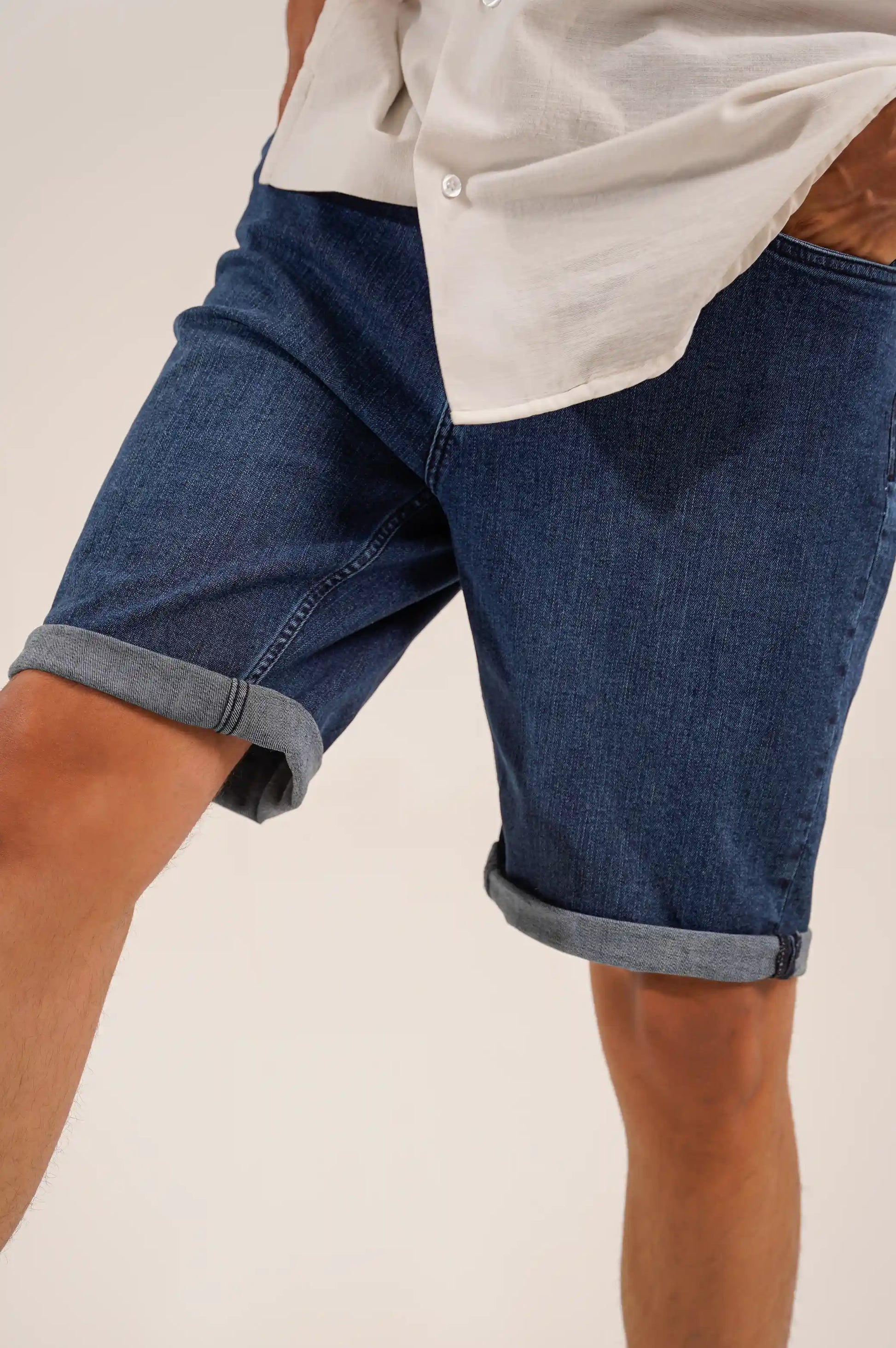 DARK BLUE DENIM SHORTS