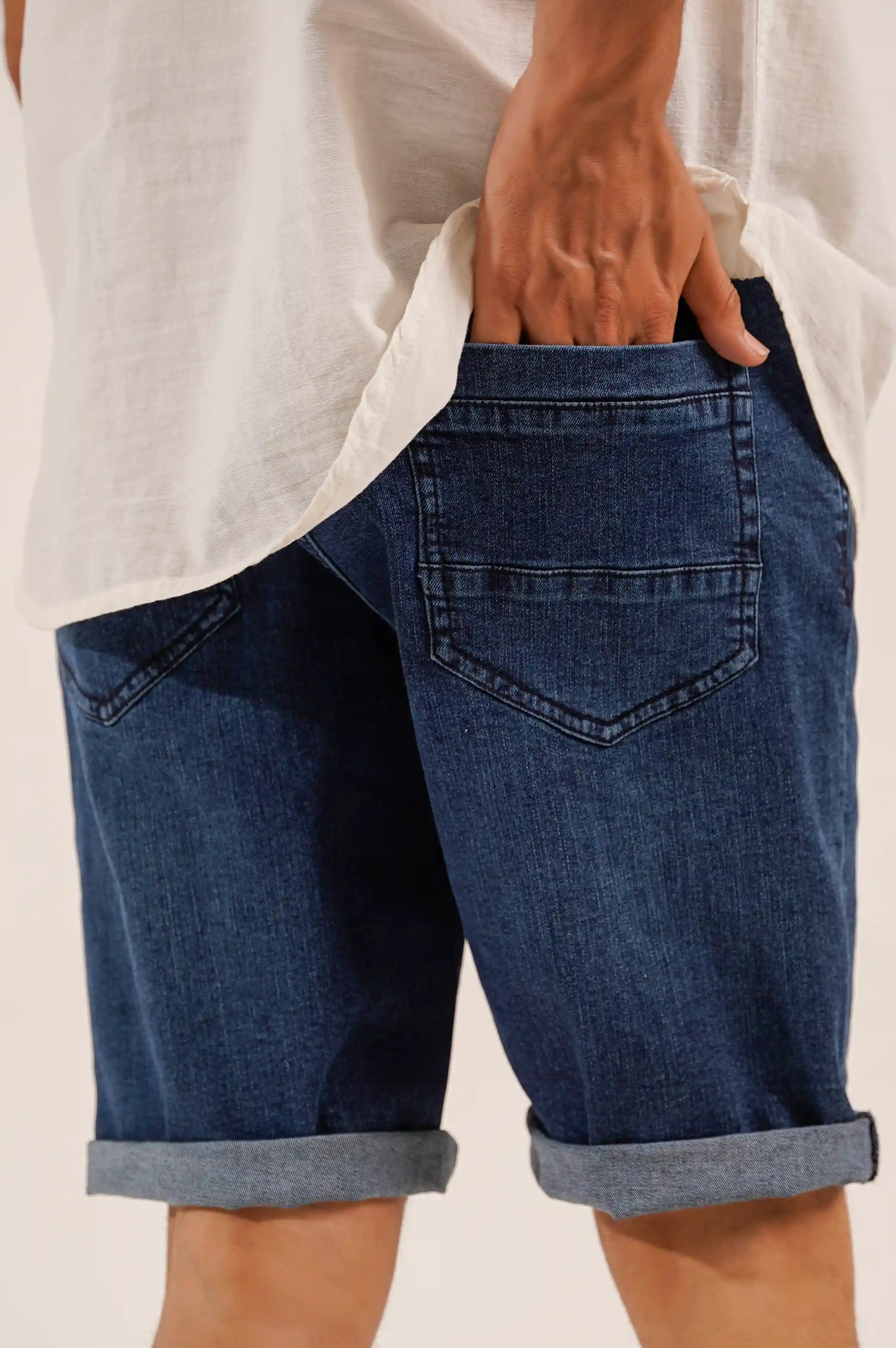 DARK BLUE DENIM SHORTS