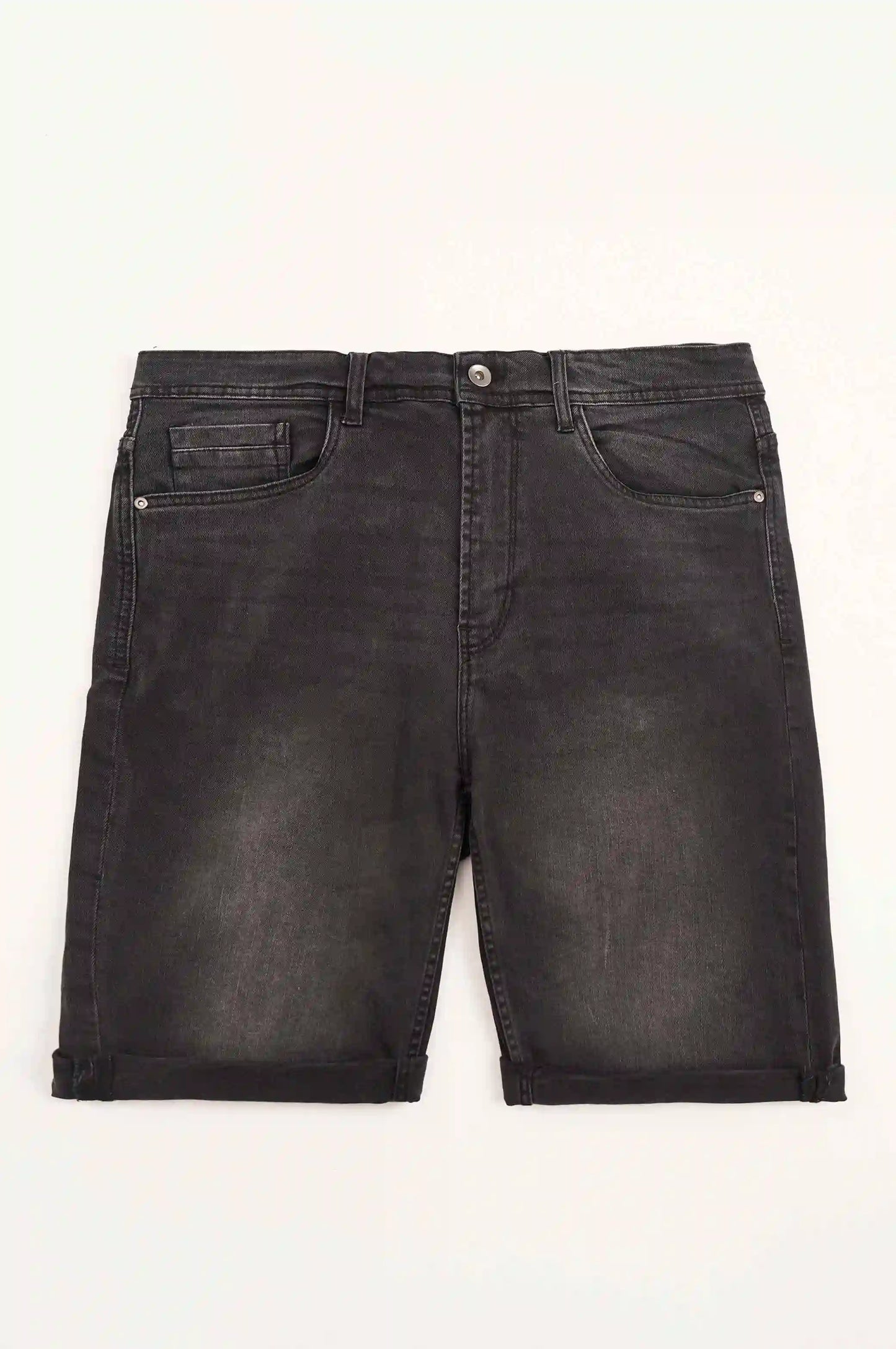 DULL BLACK DENIM SHORTS