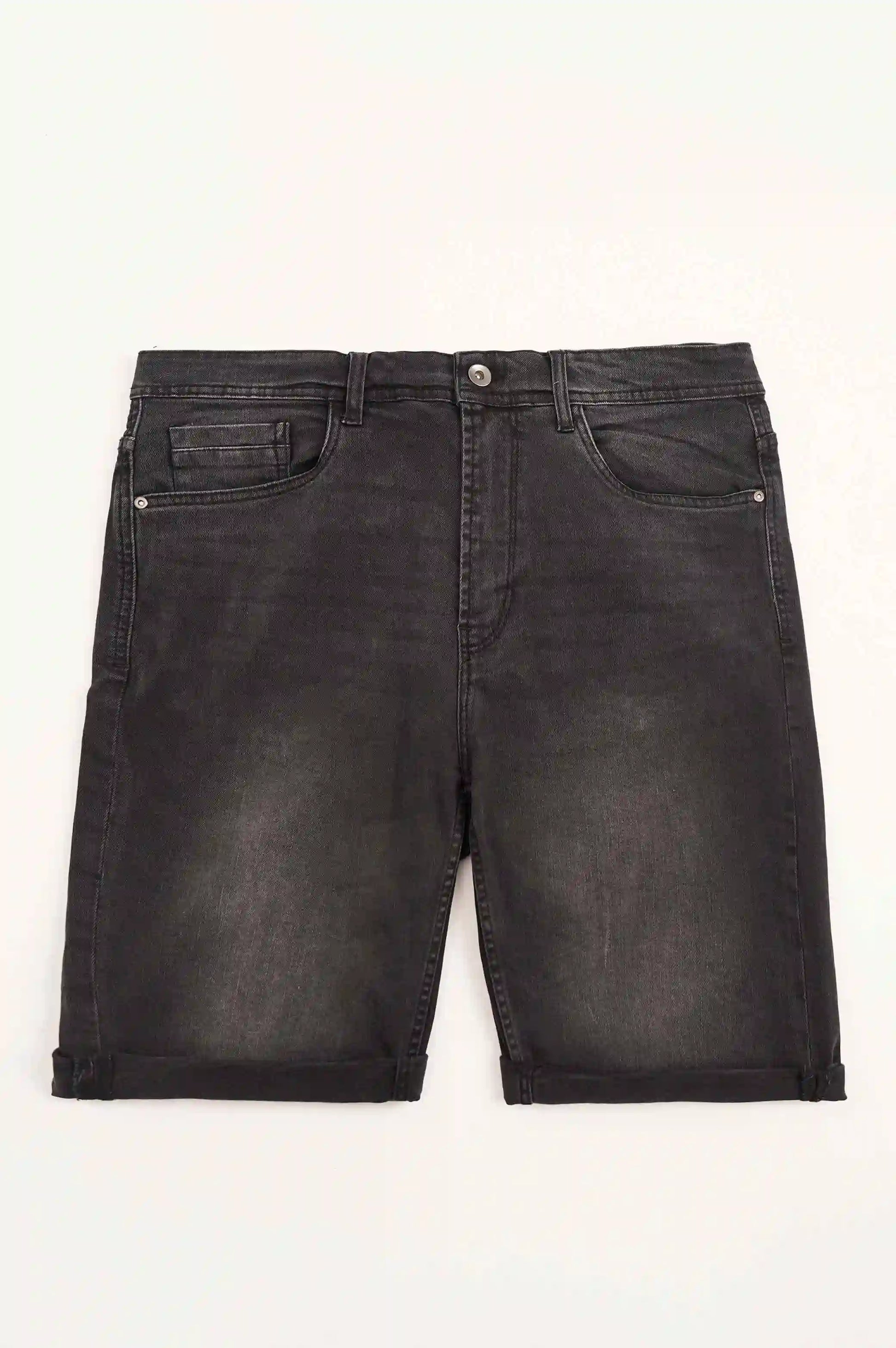 DULL BLACK DENIM SHORTS