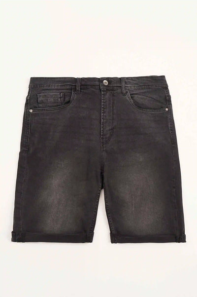 DULL BLACK DENIM SHORTS