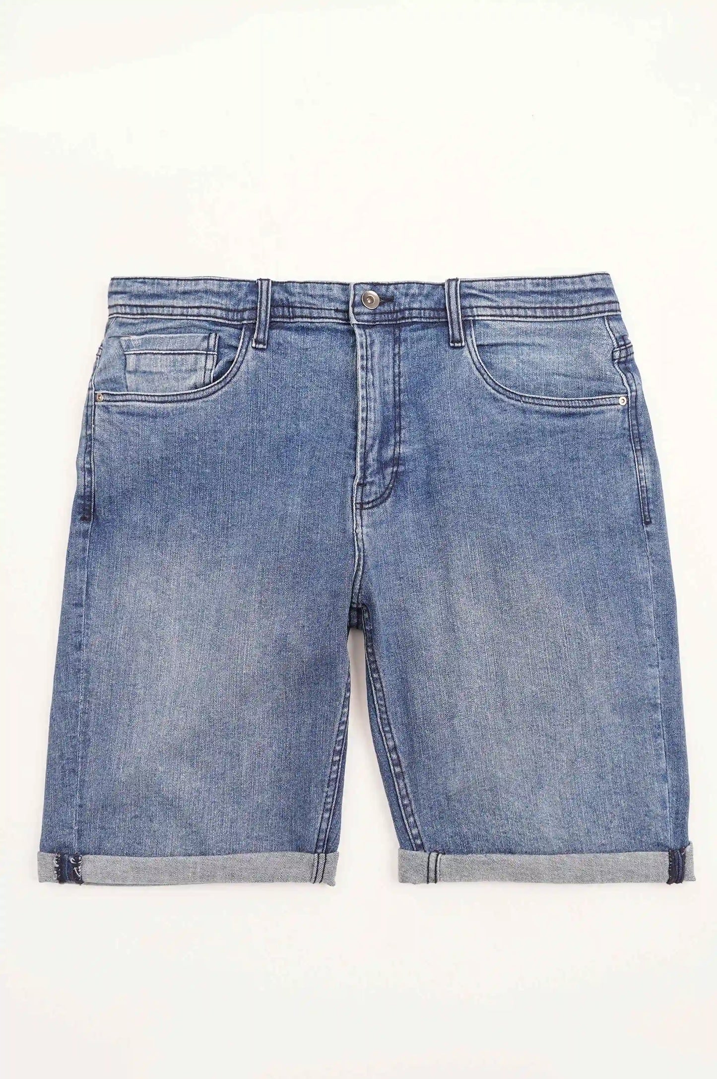 MID BLUE DENIM SHORTS
