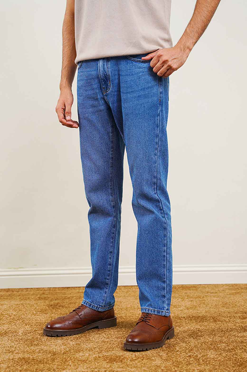 DARK BLUE STRAIGHT CUT DENIM