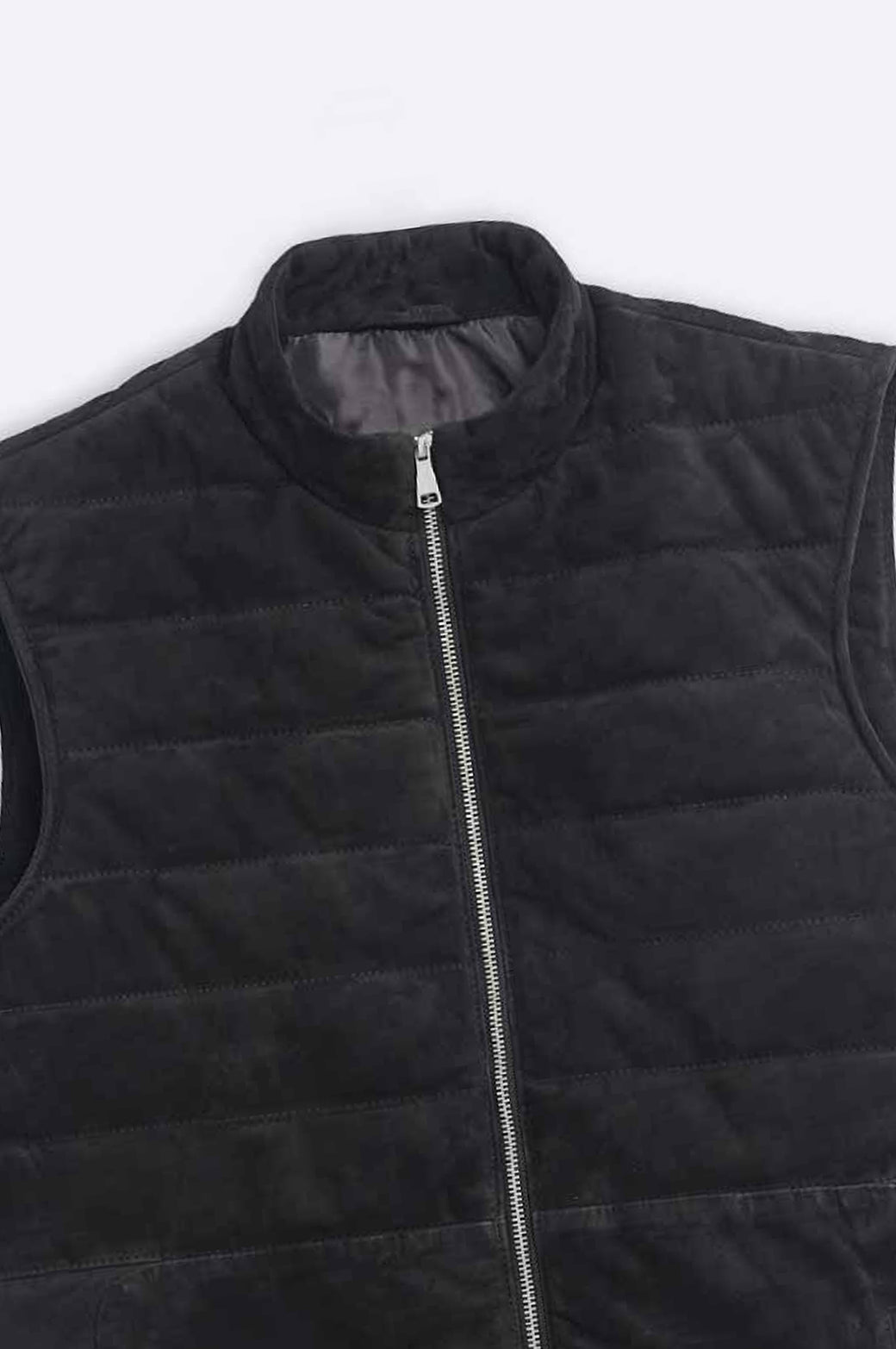 BLACK SUEDE ZIPPER GILET