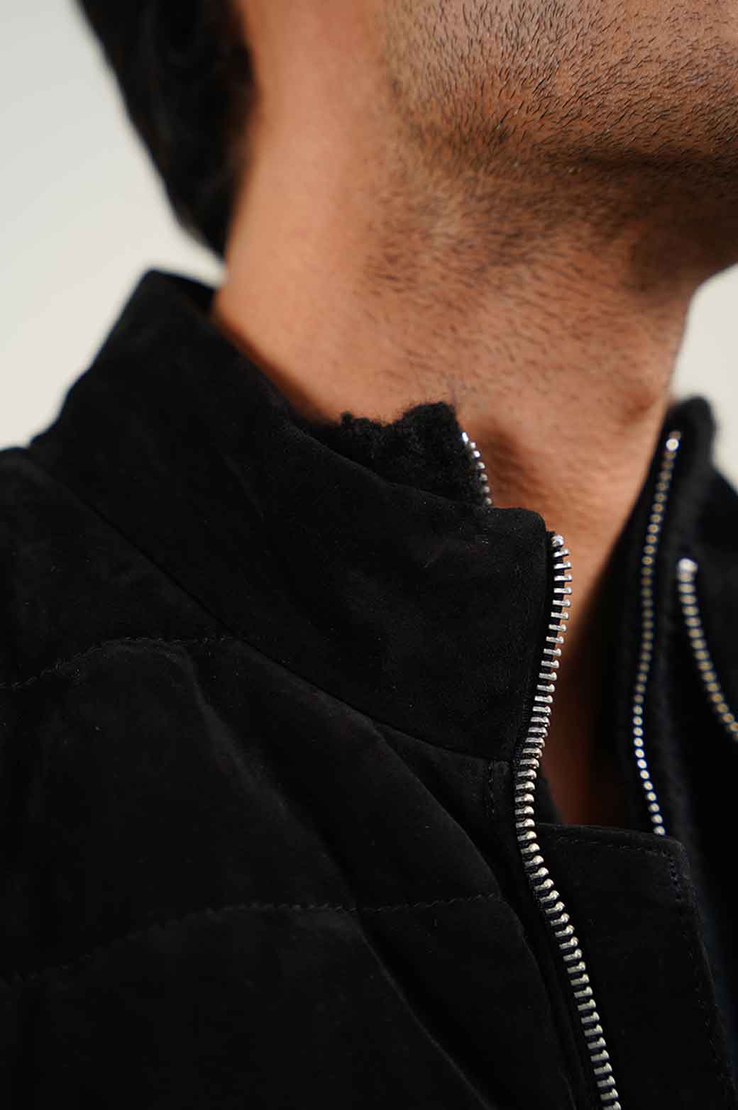 BLACK SUEDE ZIPPER GILET