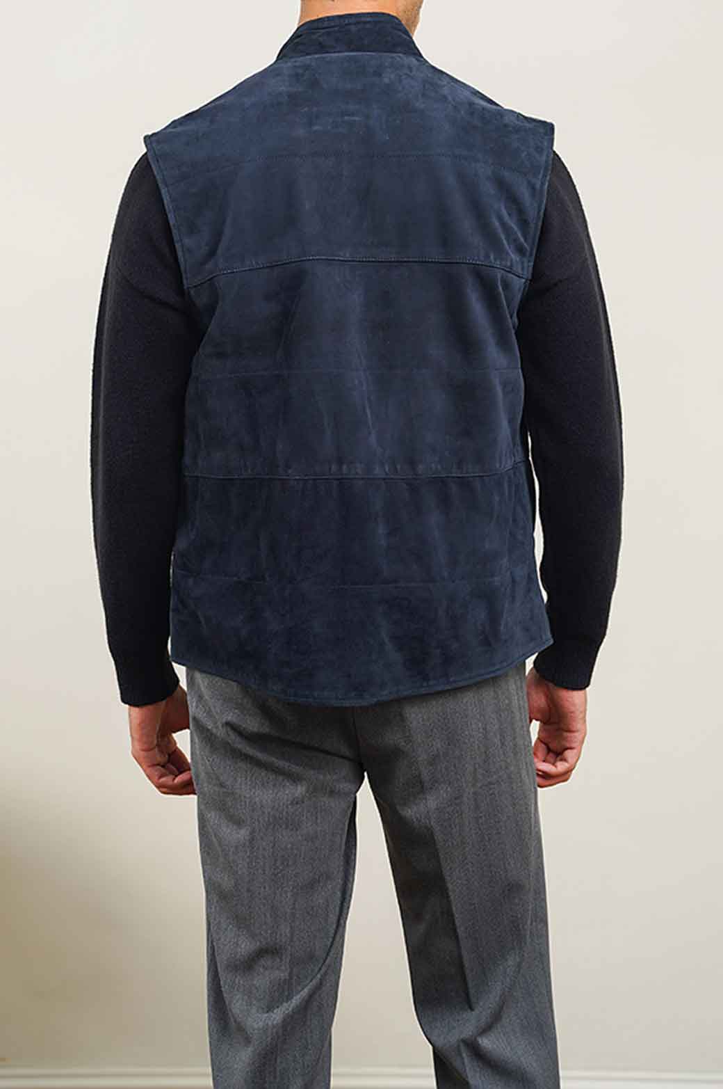 NAVY SUEDE BUTTON DOWN GILET