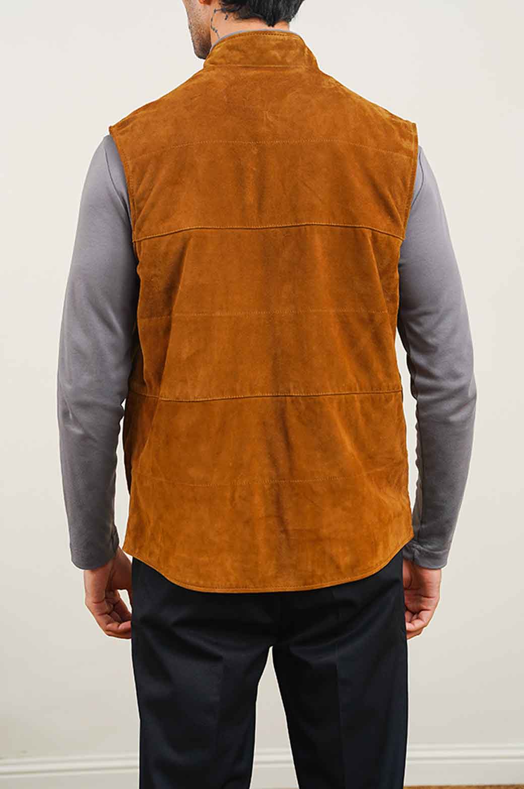 RUST SUEDE BUTTON DOWN GILET