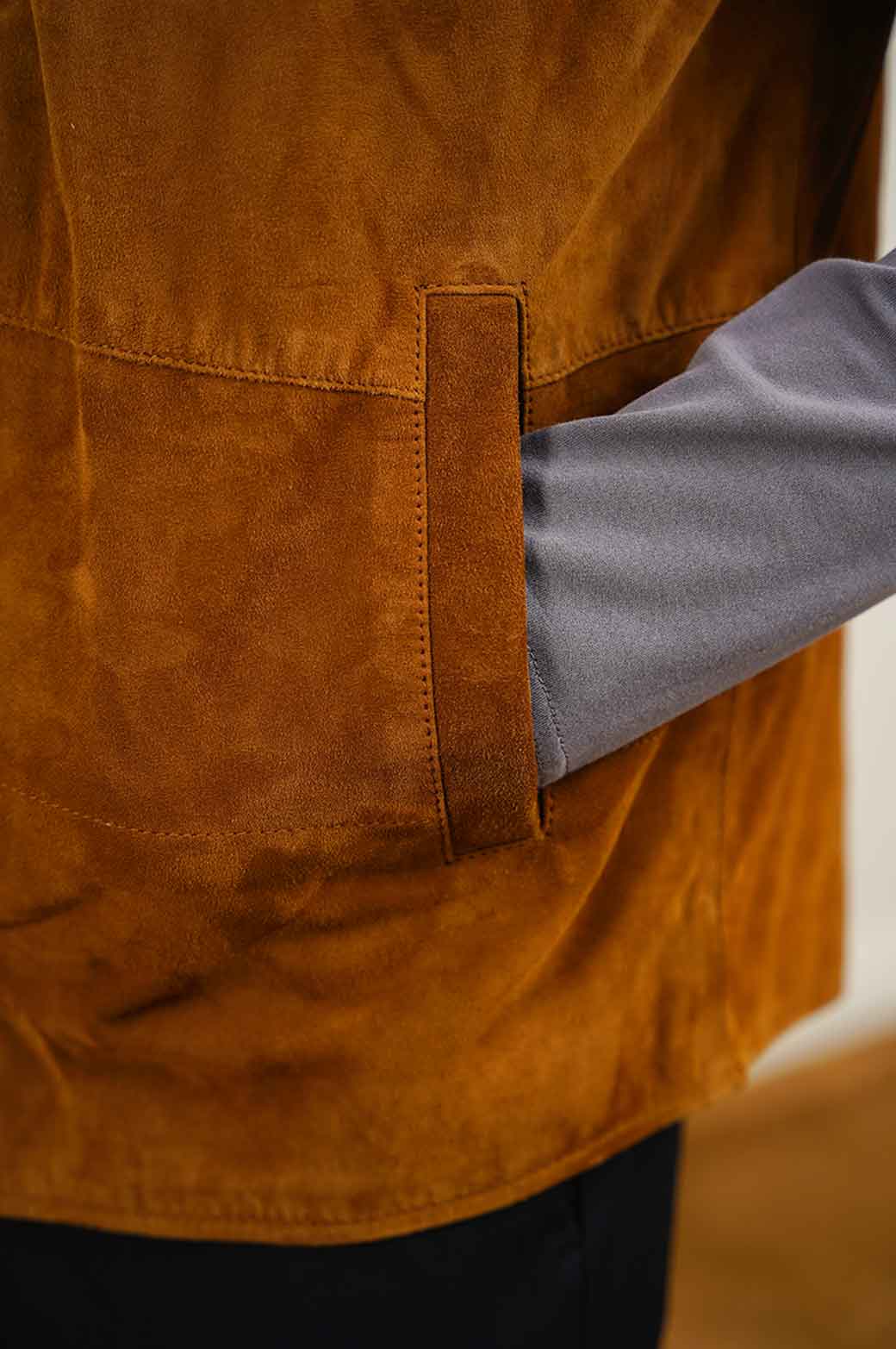 RUST SUEDE BUTTON DOWN GILET