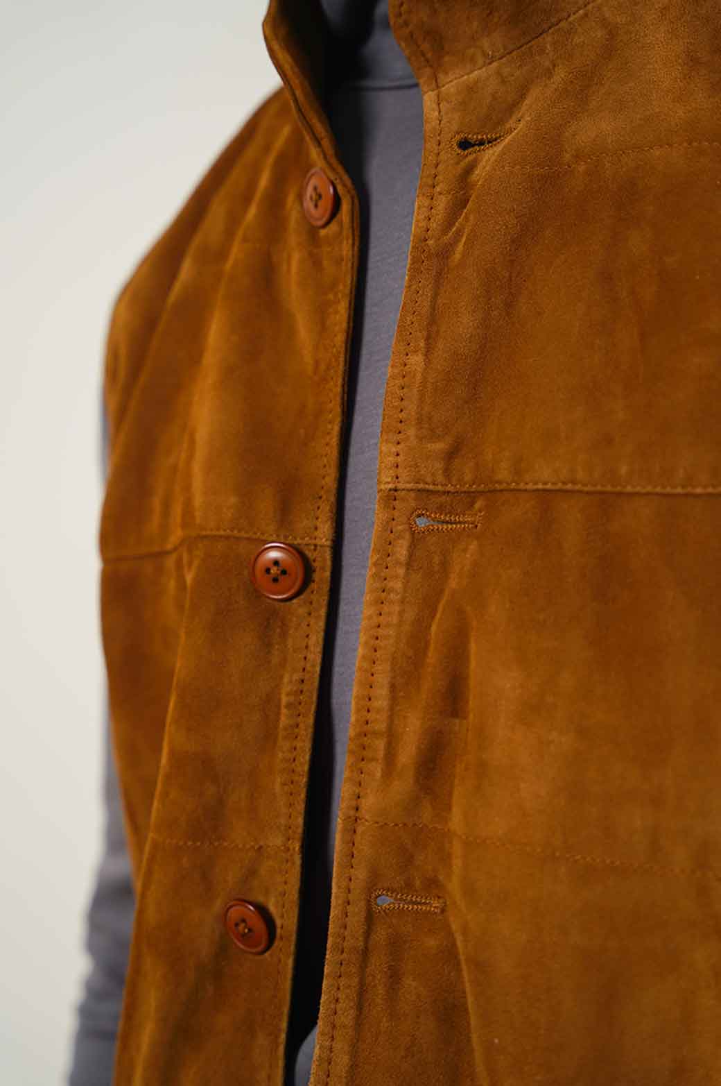 RUST SUEDE BUTTON DOWN GILET