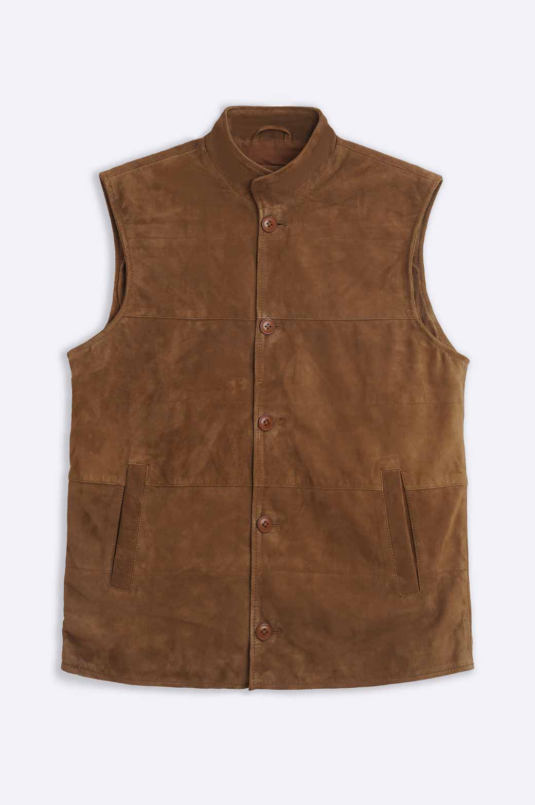 RUST SUEDE BUTTON DOWN GILET