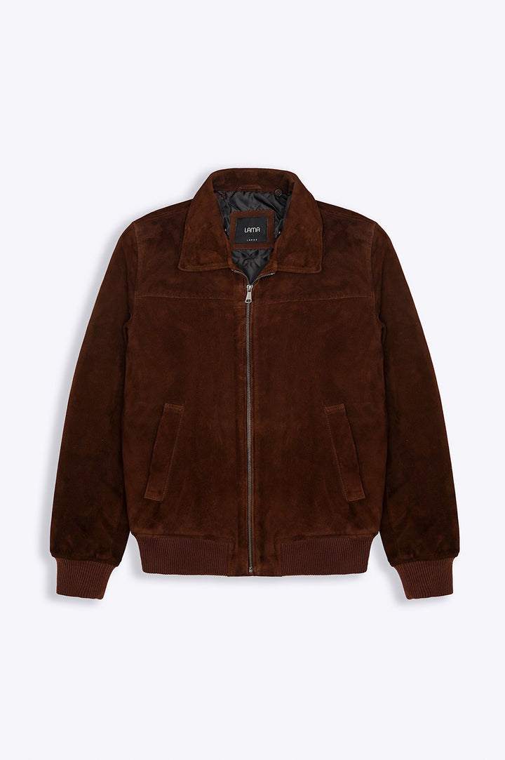 BROWN SUEDE JACKET WITH LAMB WOOL