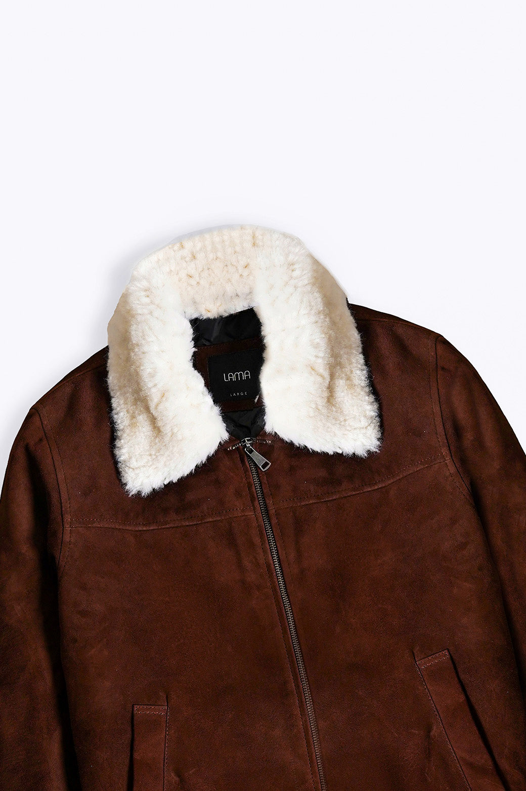 BROWN SUEDE JACKET WITH LAMB WOOL