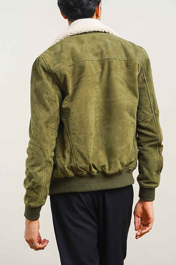 OLIVE SUEDE JACKET