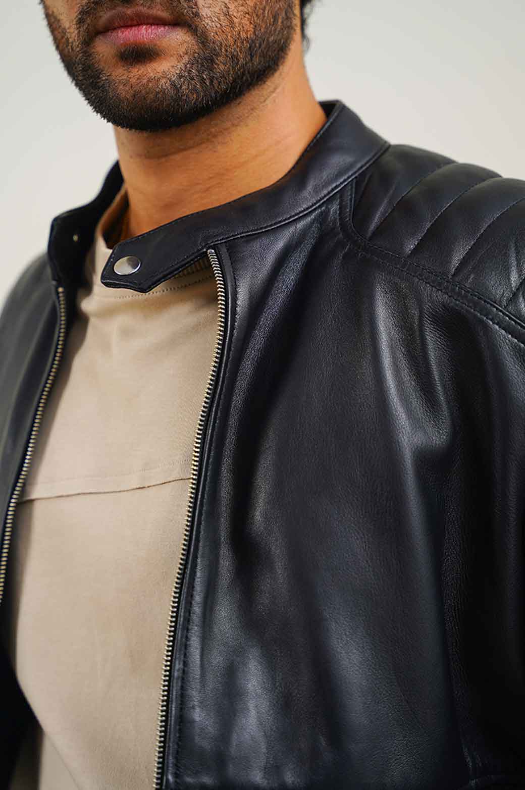 BLACK LEATHER BIKER JACKET