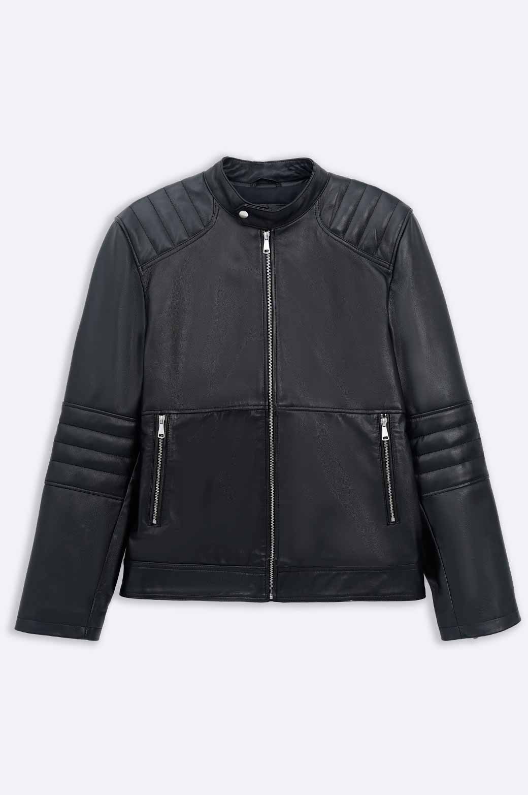 BLACK LEATHER BIKER JACKET