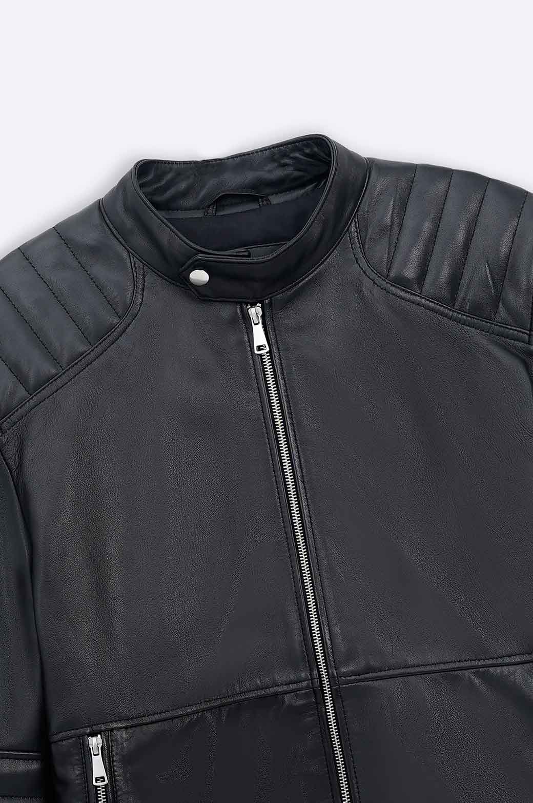 BLACK LEATHER BIKER JACKET