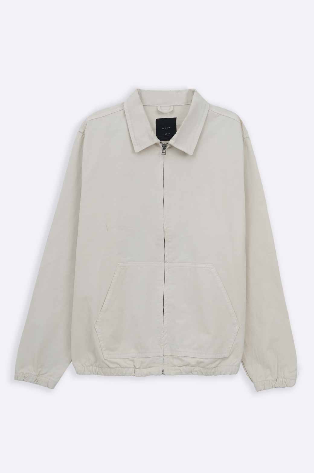 WHITE ZIP-UP TEXTURED JACKET