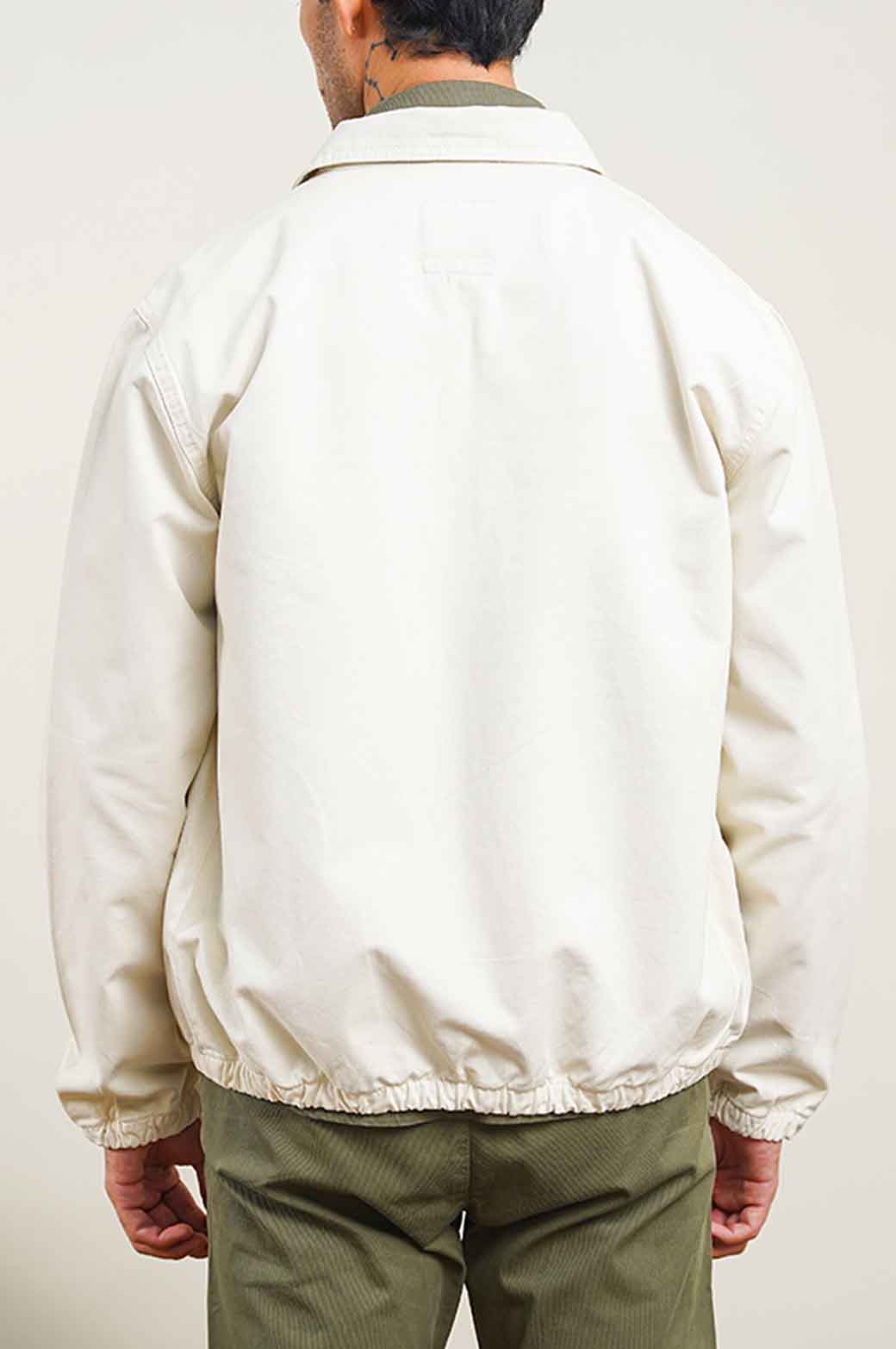 WHITE ZIP-UP TEXTURED JACKET