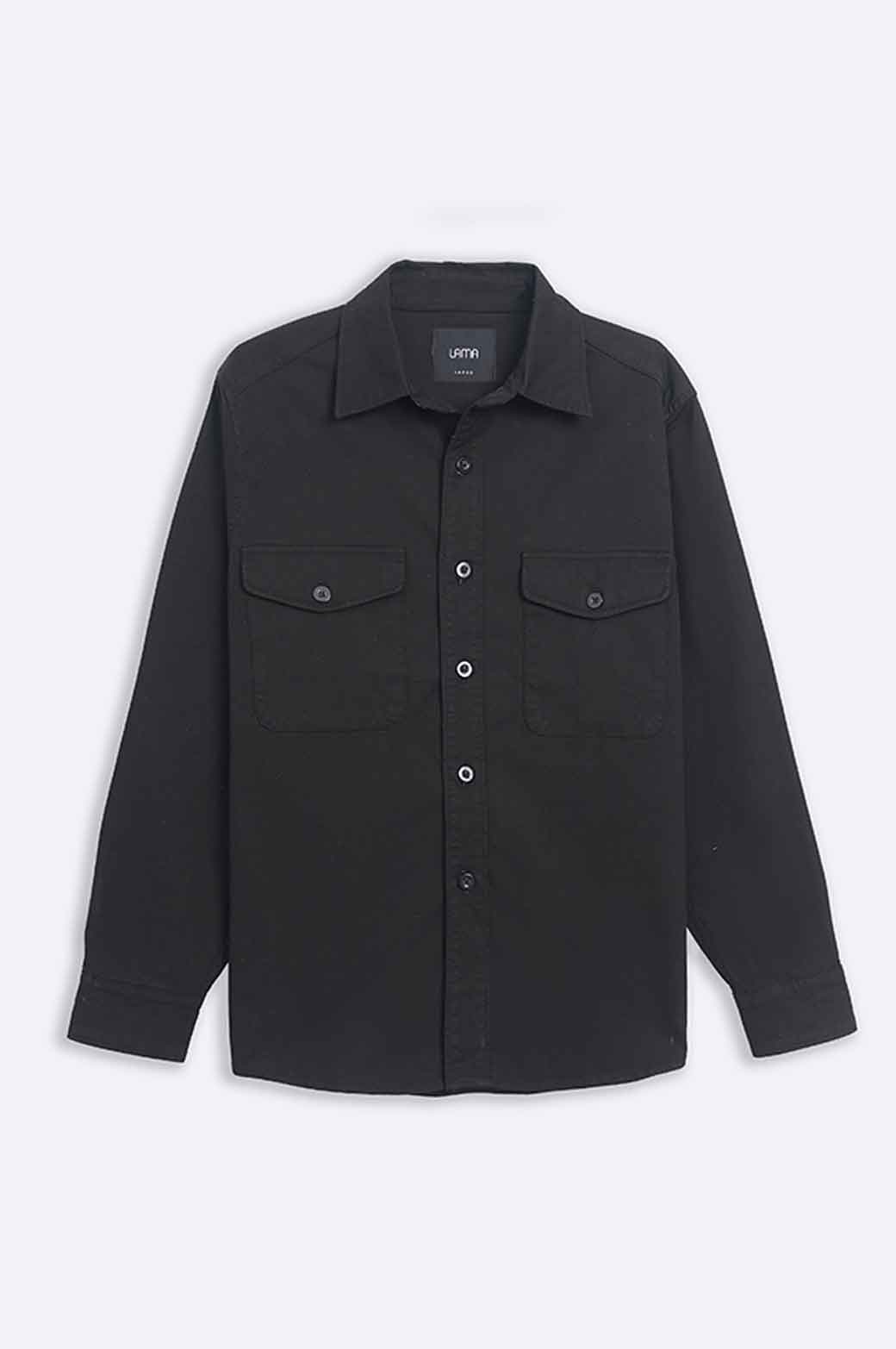 BLACK OVERSHIRT WITH POCKETS