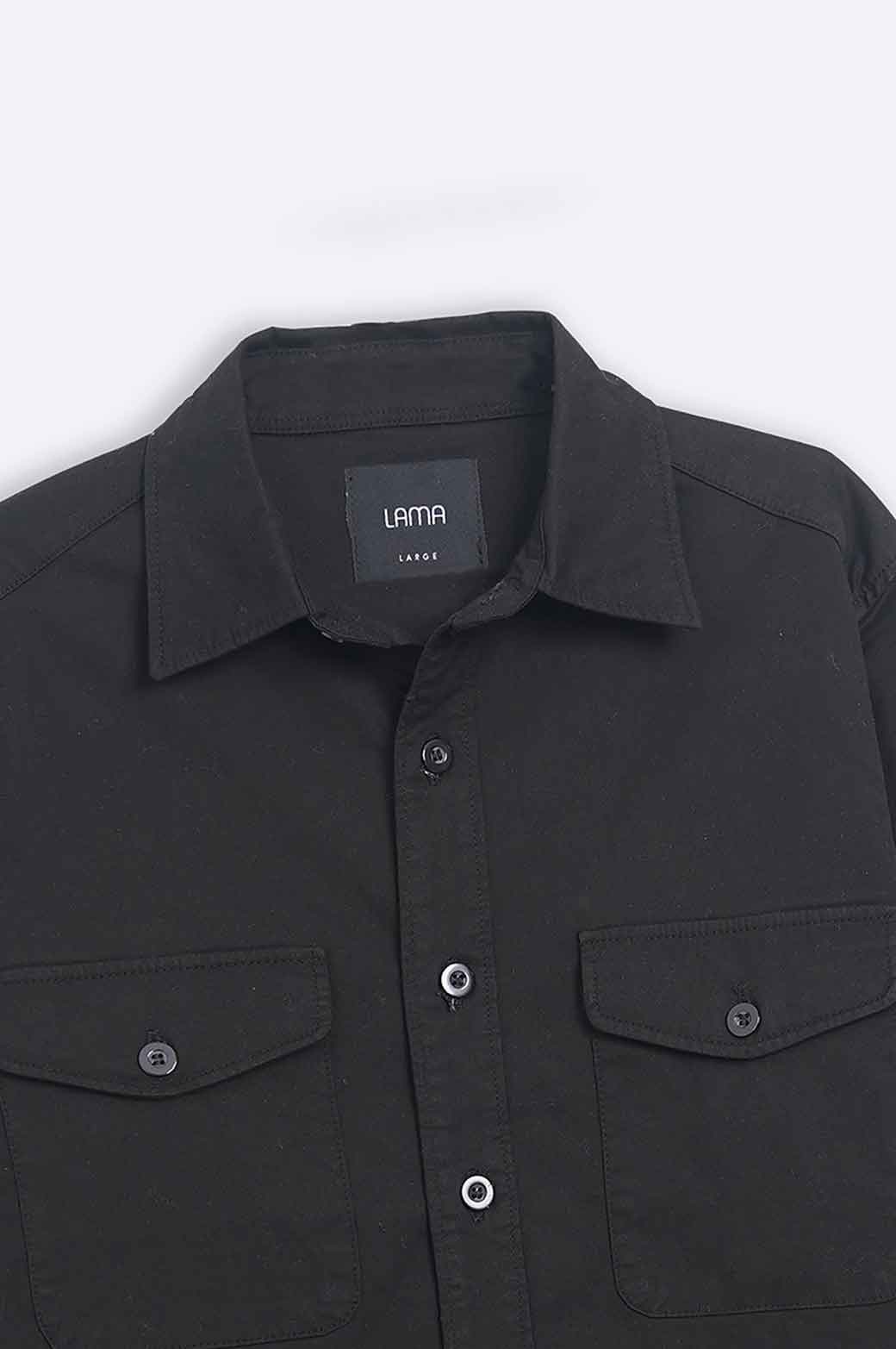 BLACK OVERSHIRT WITH POCKETS