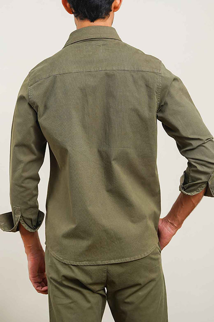 OLIVE OVERSHIRT WITH POCKETS