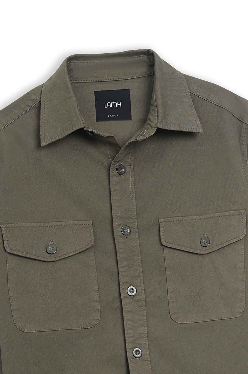 OLIVE OVERSHIRT WITH POCKETS