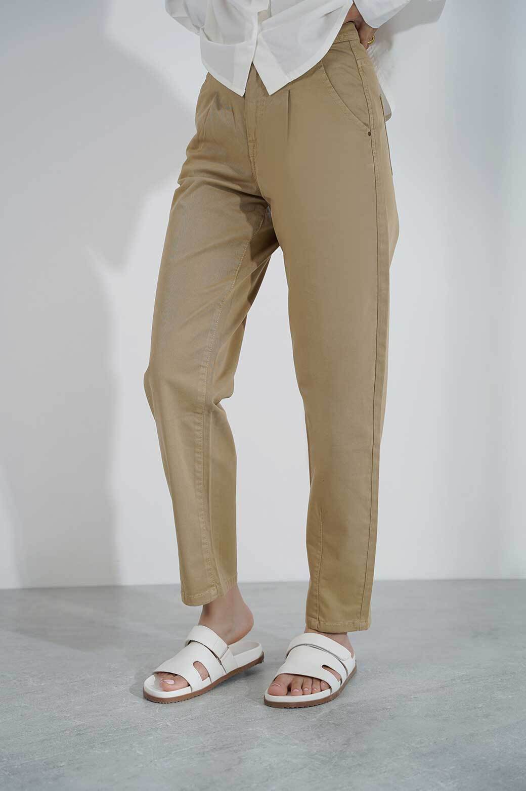 SAND HIGH WAISTED CHINOS