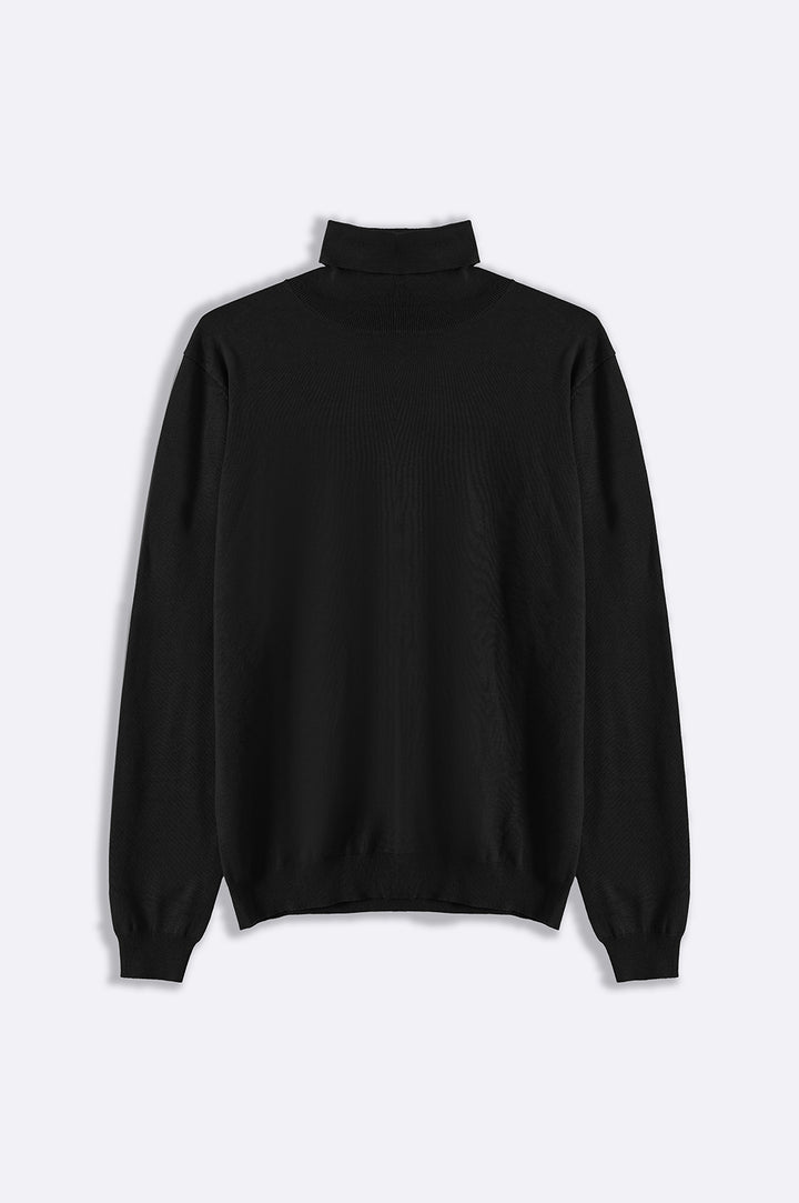 BLACK HIGH NECK SWEATER