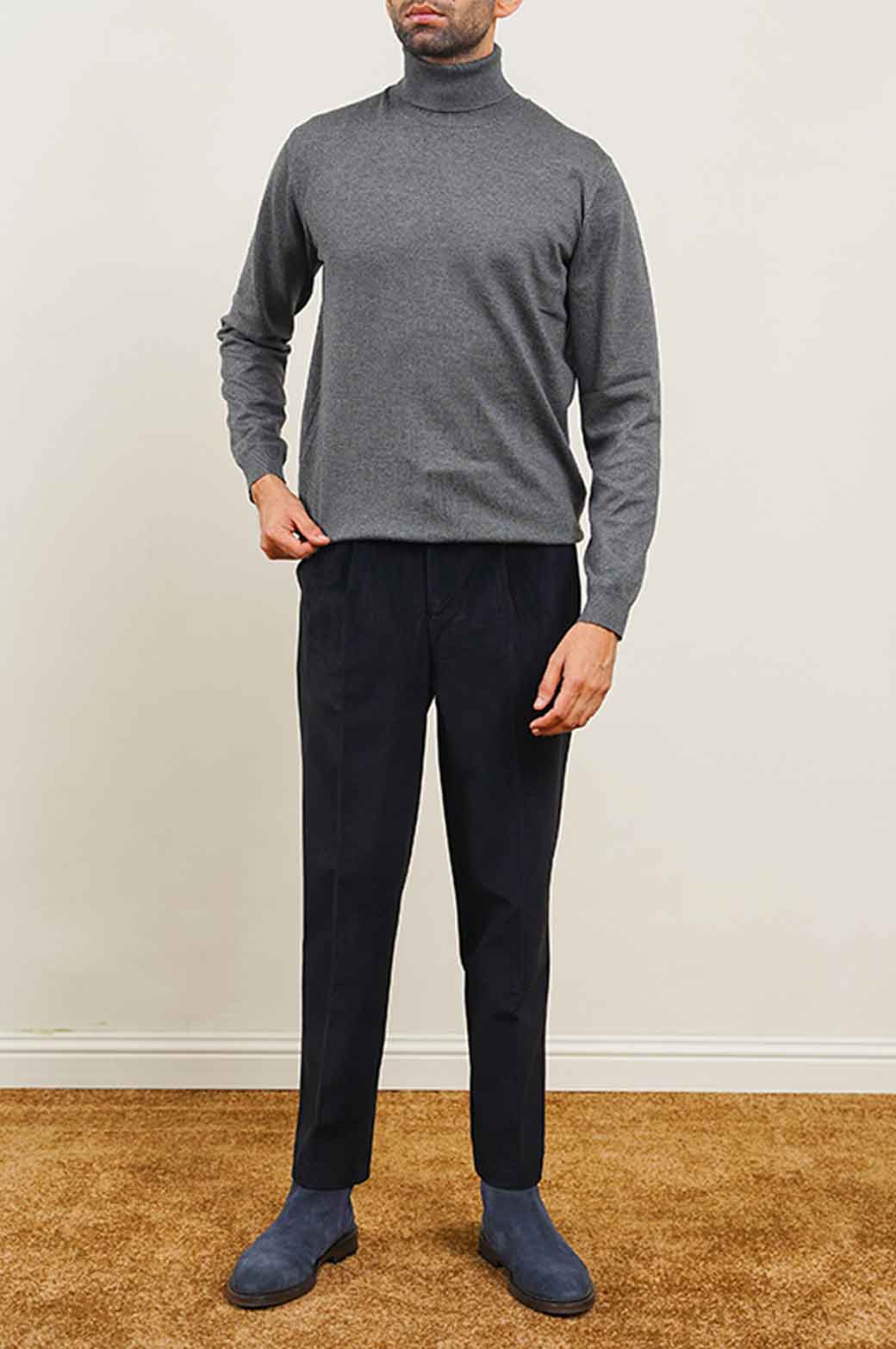 GREY HIGH NECK SWEATER