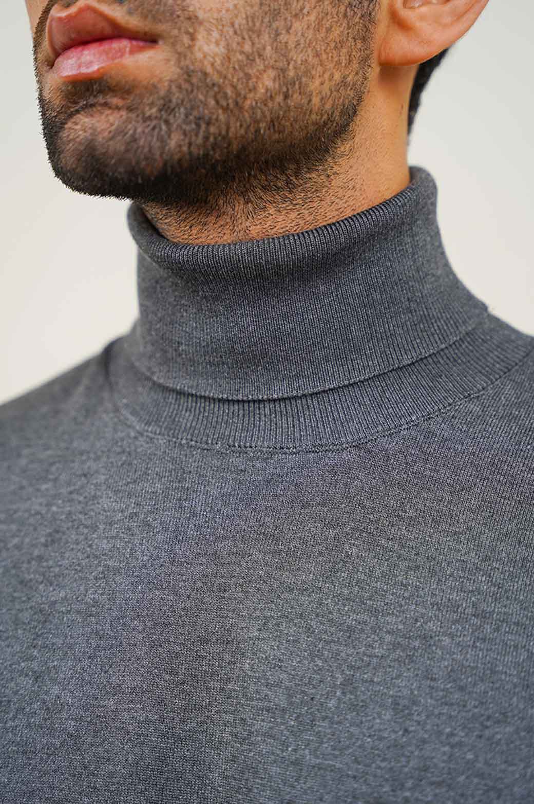 GREY HIGH NECK SWEATER