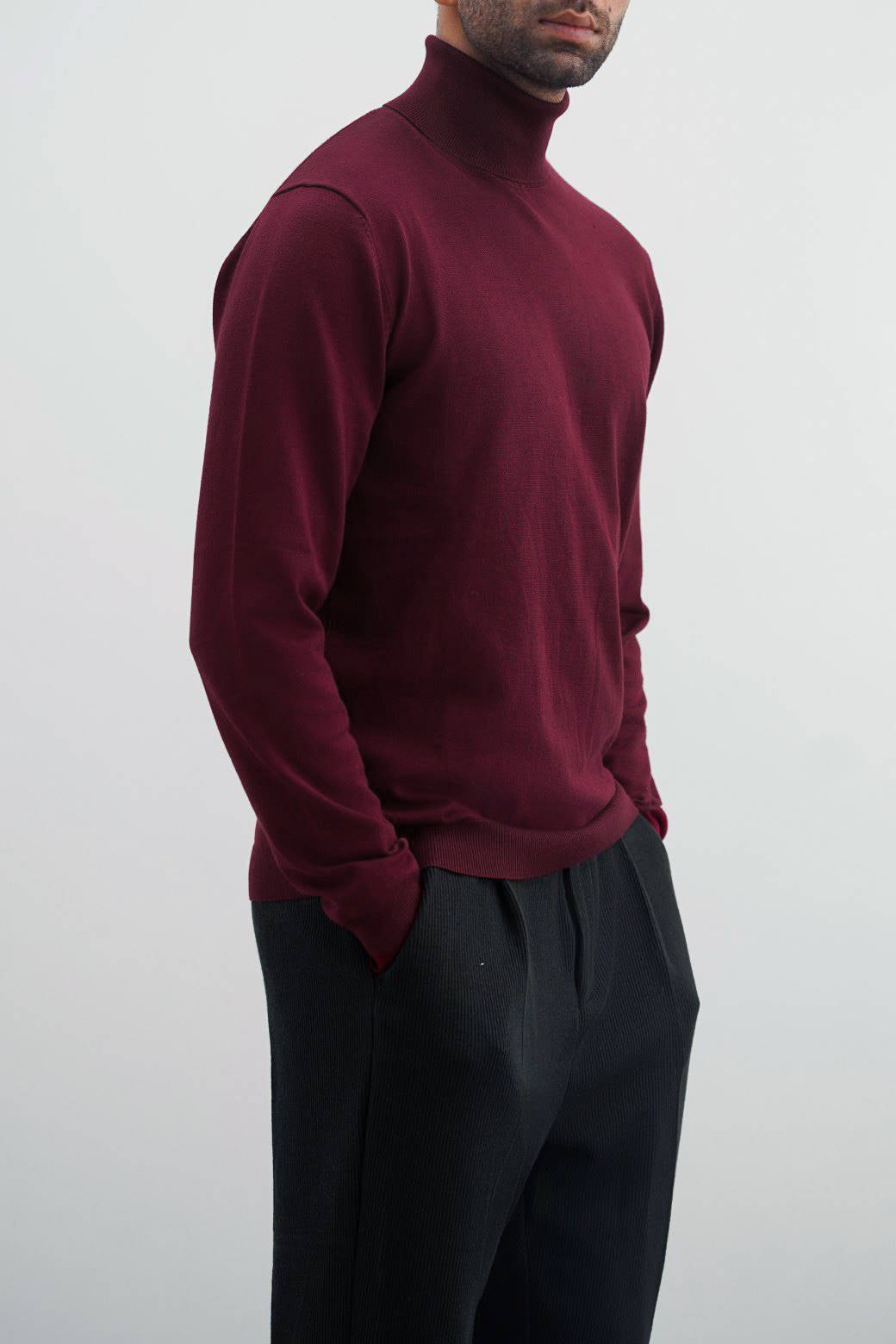 MAROON HIGH NECK SWEATER