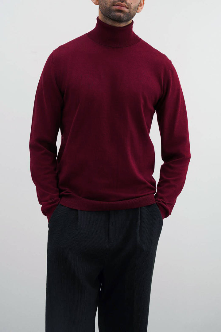 MAROON HIGH NECK SWEATER