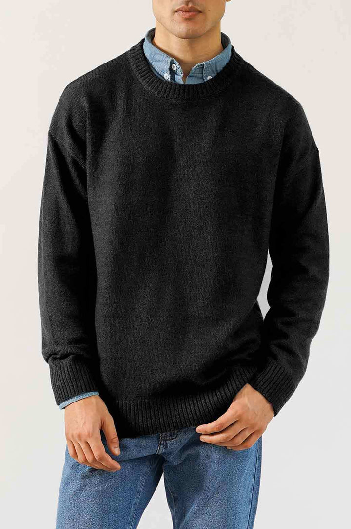 BLACK SOFT TEXTURED SWEATER