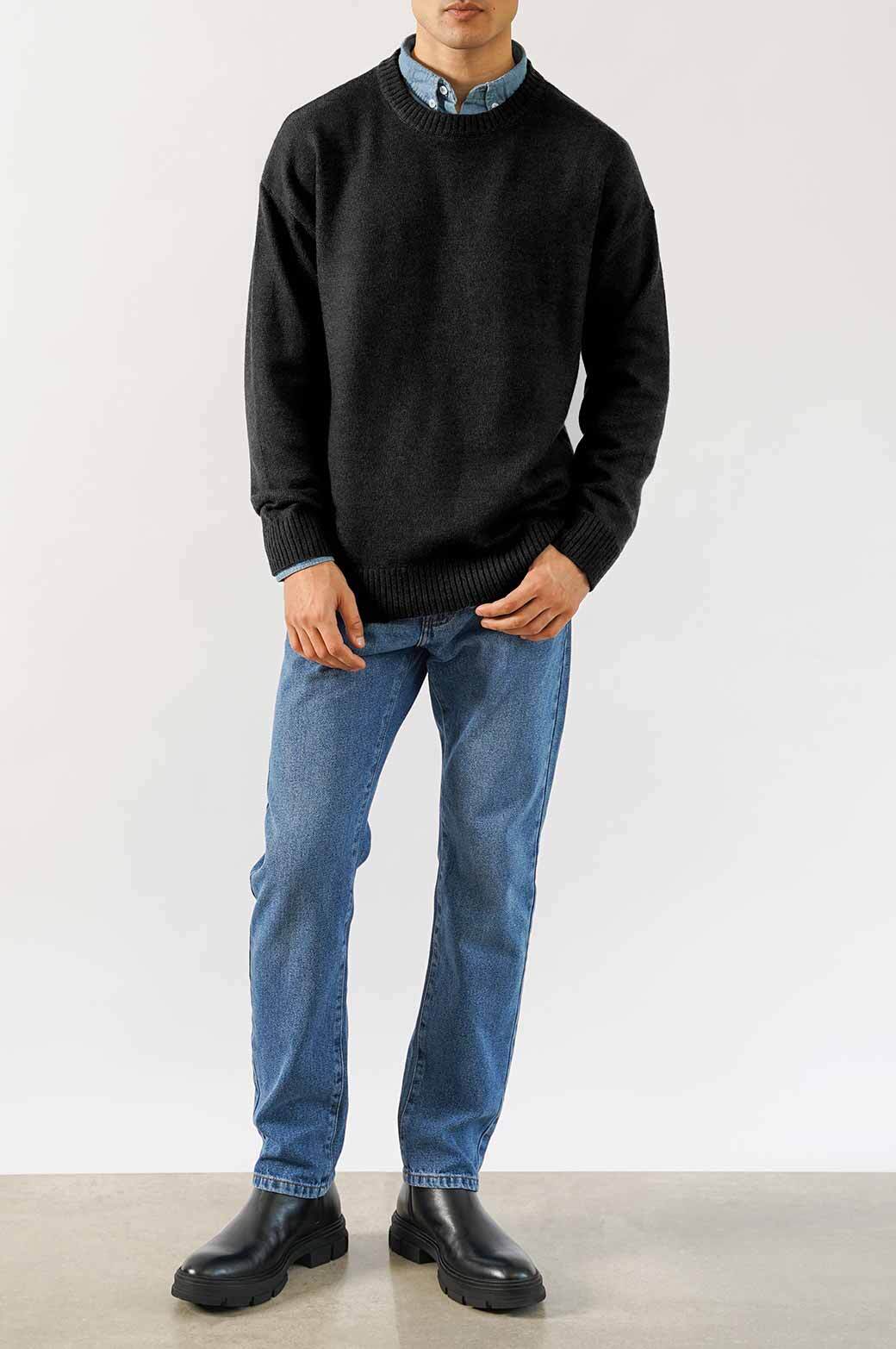 BLACK SOFT TEXTURED SWEATER