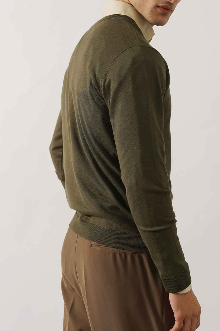 OLIVE SOFT TEXTURED SWEATER