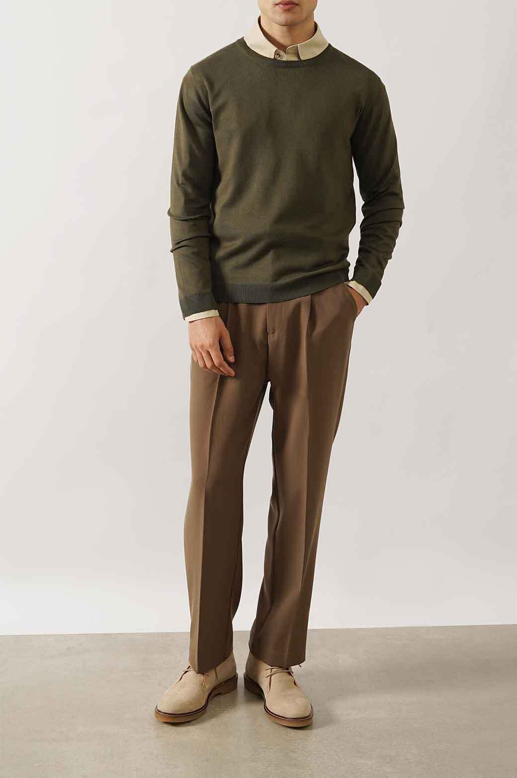 OLIVE SOFT TEXTURED SWEATER